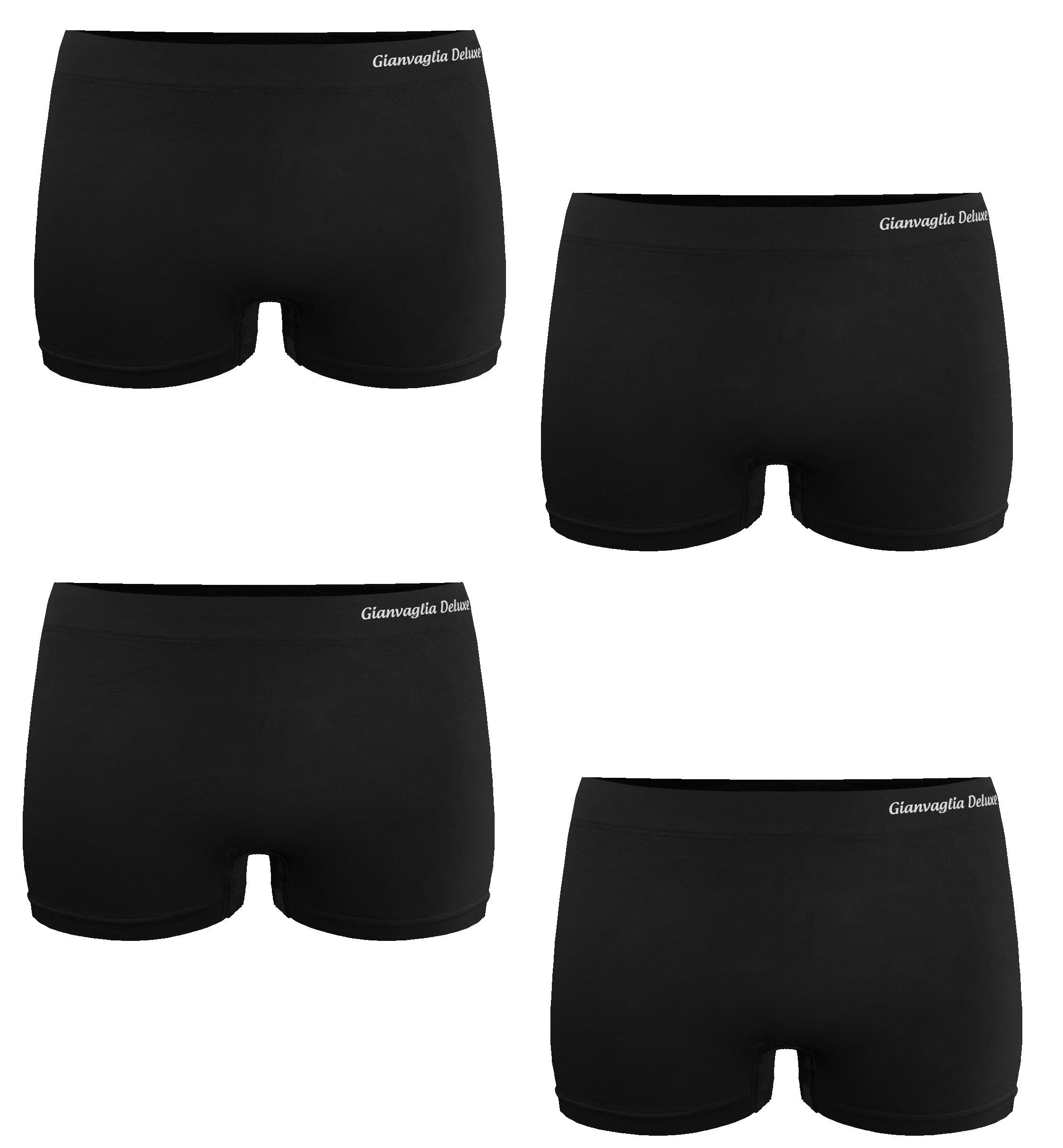 Boxershorts 4x Deluxe Damen Boxershort Slips Panty Hot Pants Hipster 3007 Schwarz
