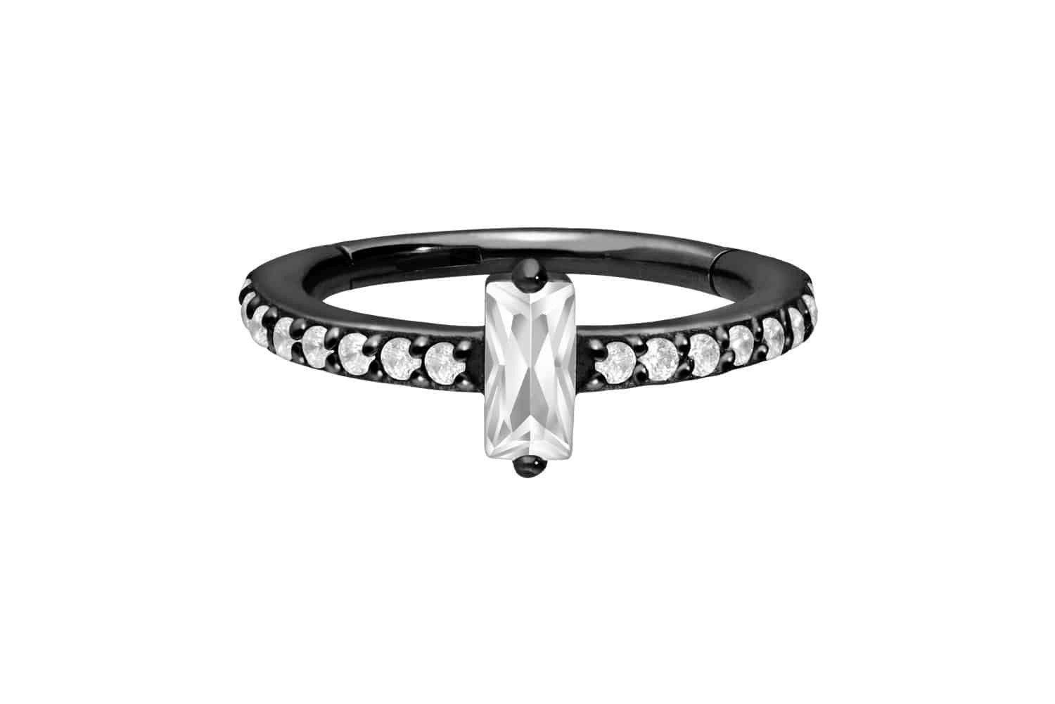 Nasenpiercing Chirurgenstahl Segmentring Clicker KRISTALLRECHTECK + EINGEFASSTE