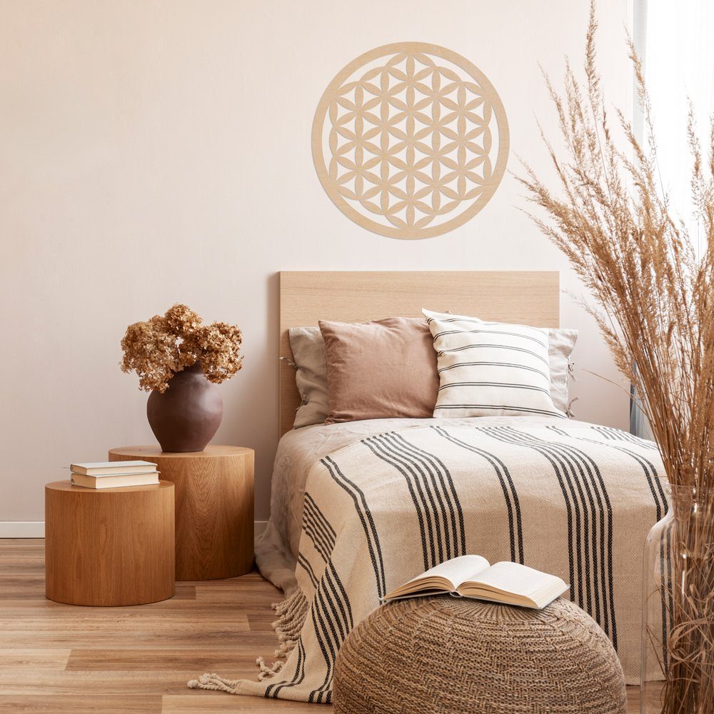 WANDStyle Wanddekoobjekt "Blume des Lebens" aus Holz, Pappel