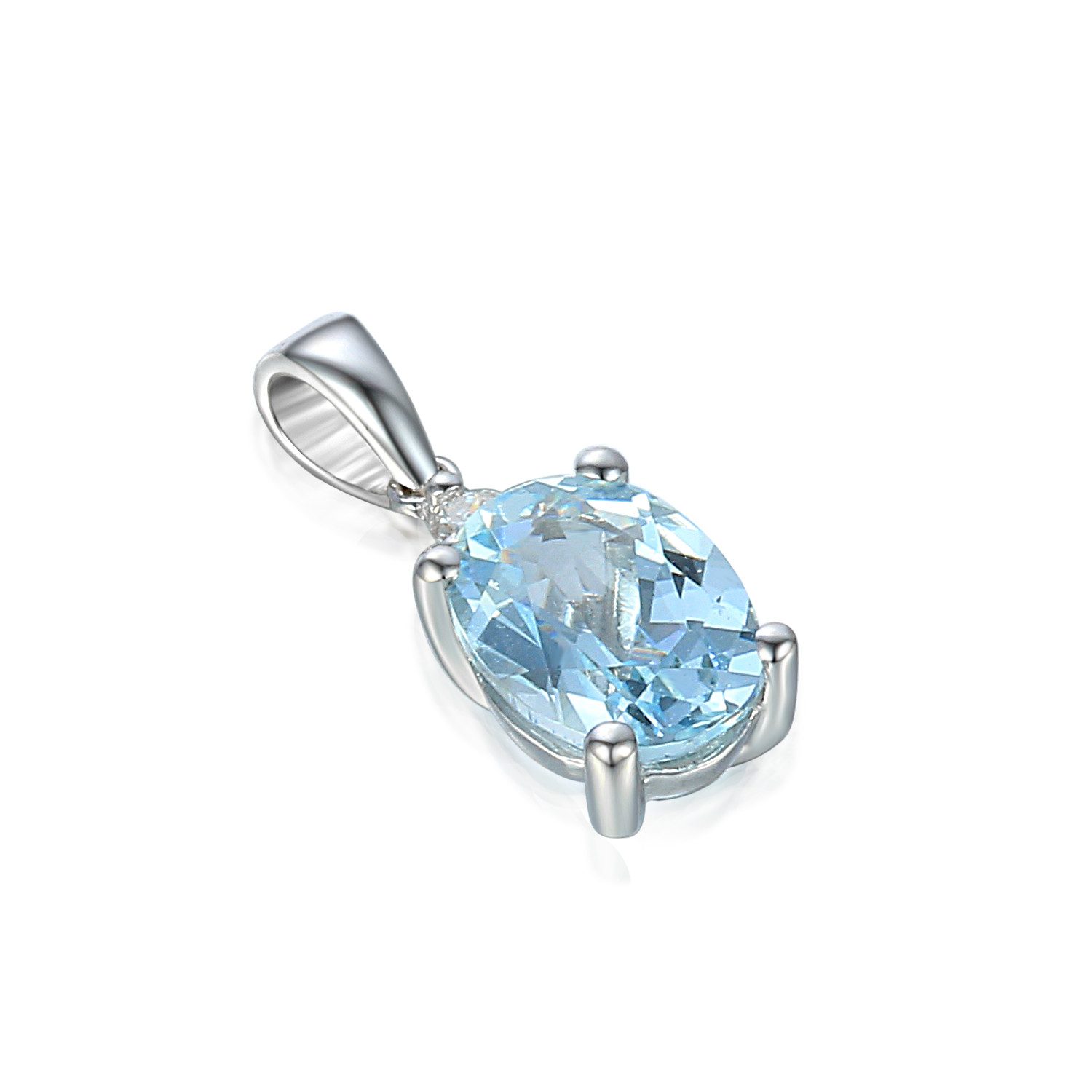 Kettenanhänger 585er Weissgold Anhänger mit Aquamarin 1,10ct.
