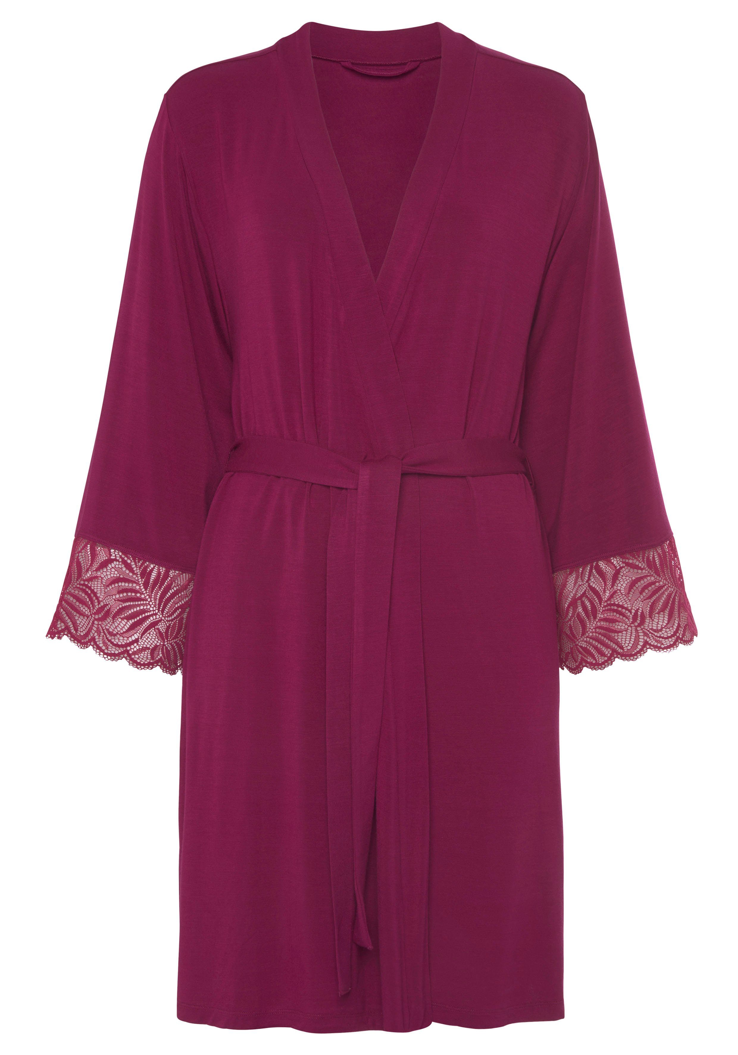 LASCANA Kimono, Kurzform, Kimono-Kragen, Gürtel, Schöne Spitzendetails