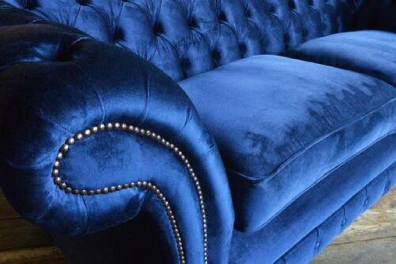 Big 3-Sitzer Europe in 3 Blau, Chesterfield Sitzer JVmoebel Polster Made Couch Textil Garnitur Sofa XXL