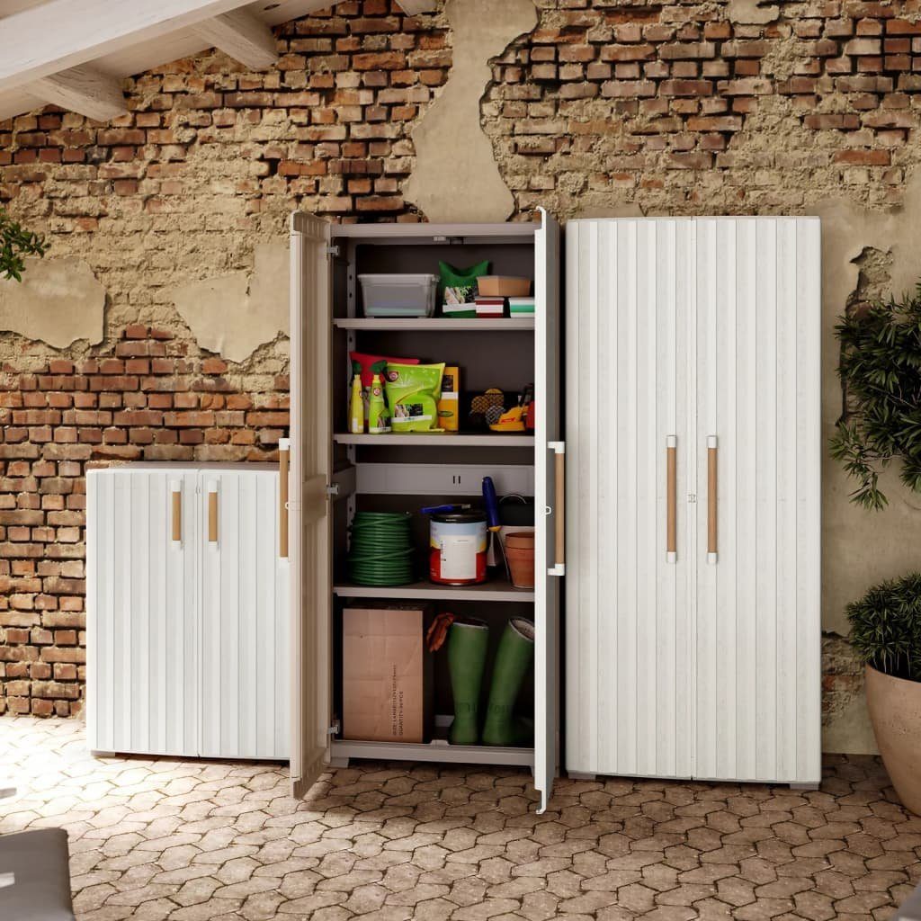 Keter Fächerschrank Aufbewahrungsschrank (1-St) Einlegeböden Beige mit Sandfarben Groove