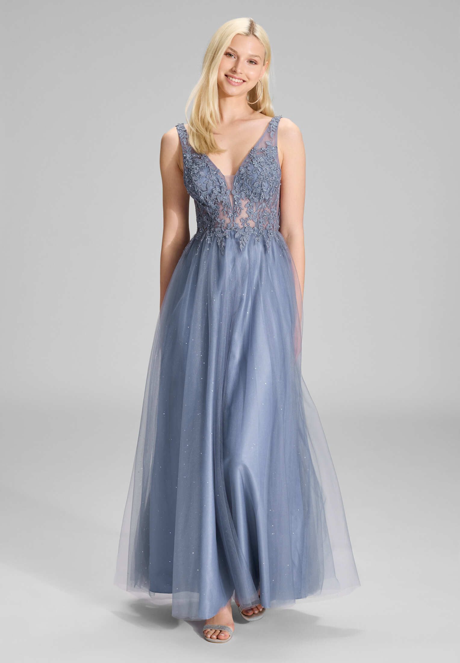 Hey Kyla Abendkleid - Tüllkleid mit Spitzenstickerei und Glitzereffekt Taillierter Schnitt mit fließendem Rockteil