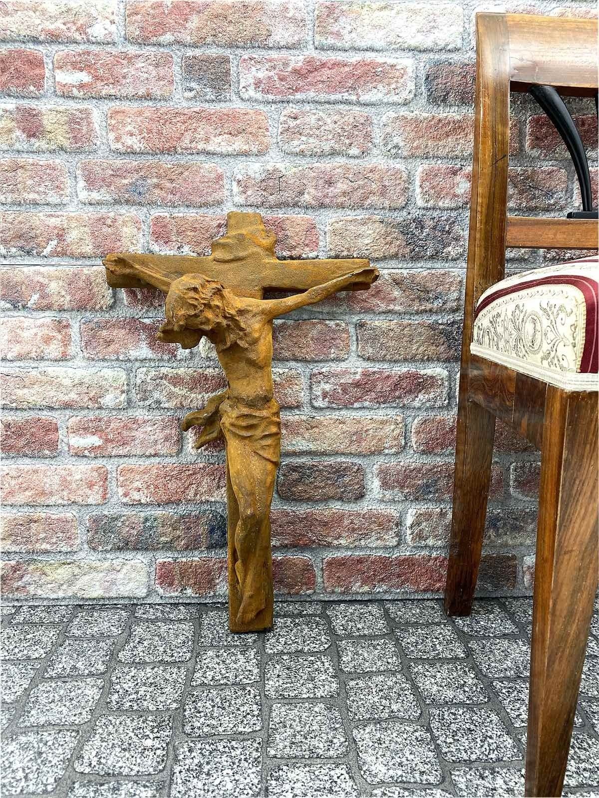 Rost Gartenfigur Grosses Kreuz Dekoration An 58cm Standkreuz Garten Aubaho Kruzifix Eisen