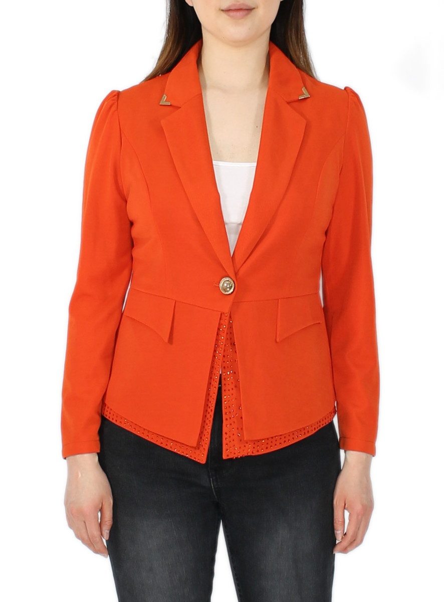 dy_mode Kurzblazer Damen Blazer tailliert mit Glitzer-Details – Elegantes Kurzjäckchen mit Glitzer