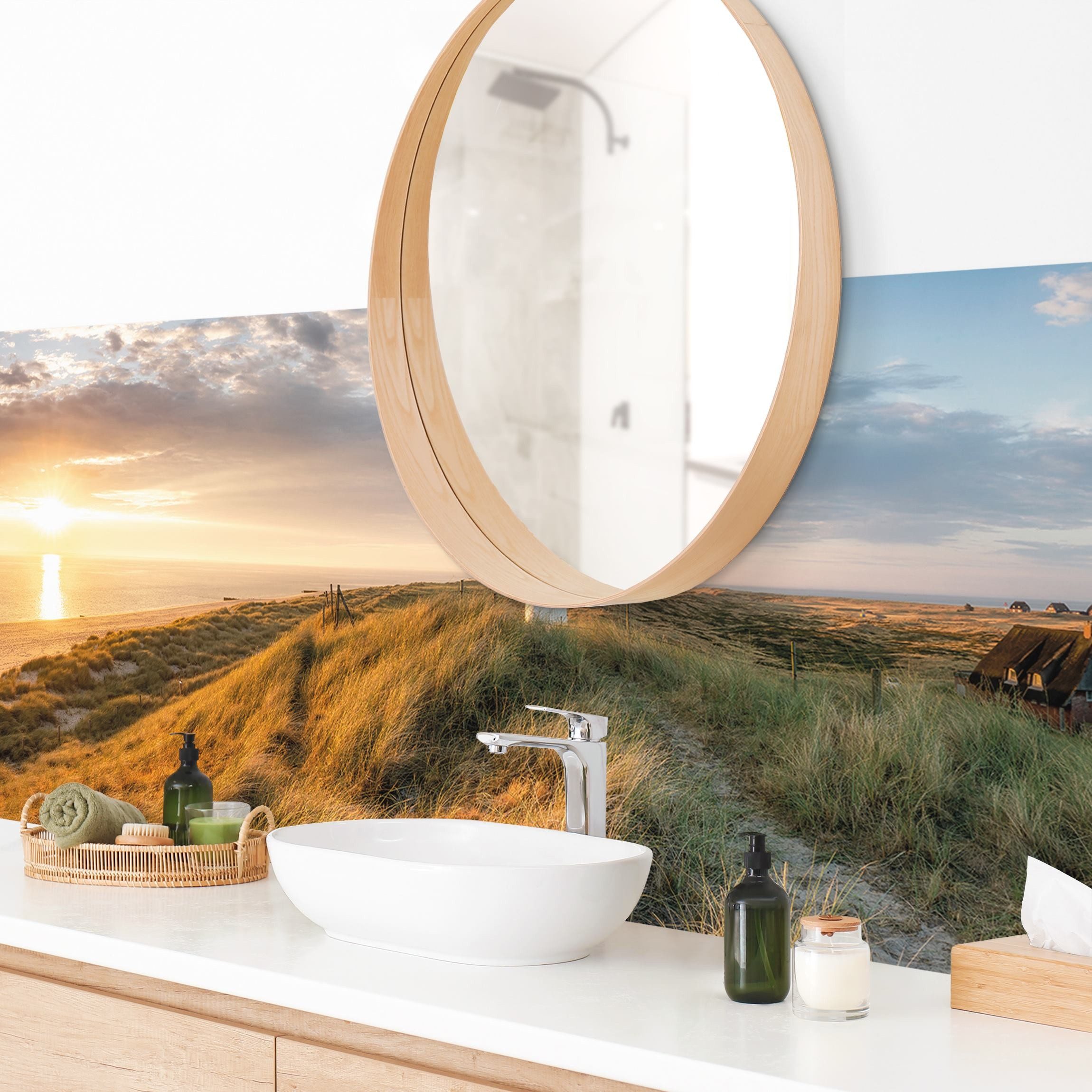 Bilderdepot24 Badrückwand beige fugenlose Wandverkleidung Bad günstig online kaufen