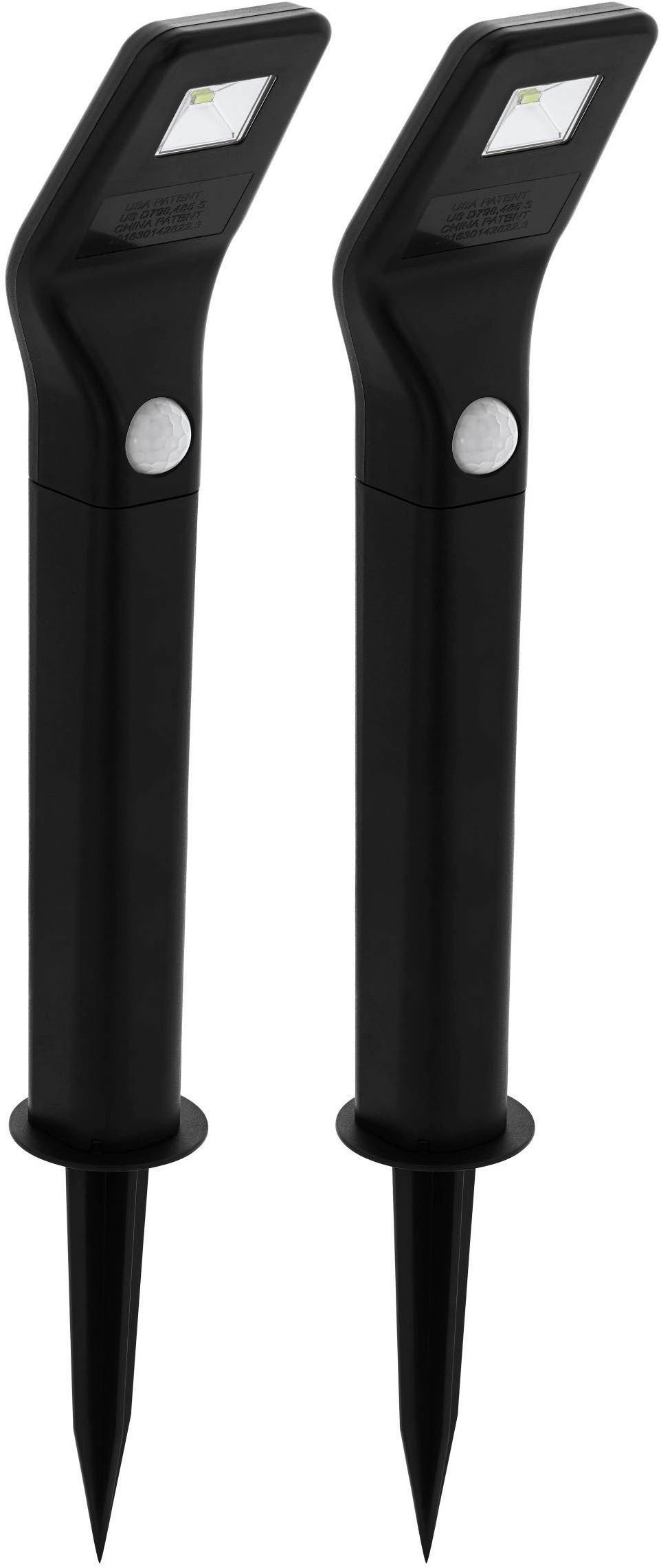 EGLO LED Solarleuchte Z_Solar Solarleuchte, Außenleuchte, Außenbeleuchtung. Erdspiess, Lampe, Bewegungsmelder, LED fest integriert, Kaltweiß, Solarlampe mit Sensor, in schwarz, Außenlampe, Lampe
