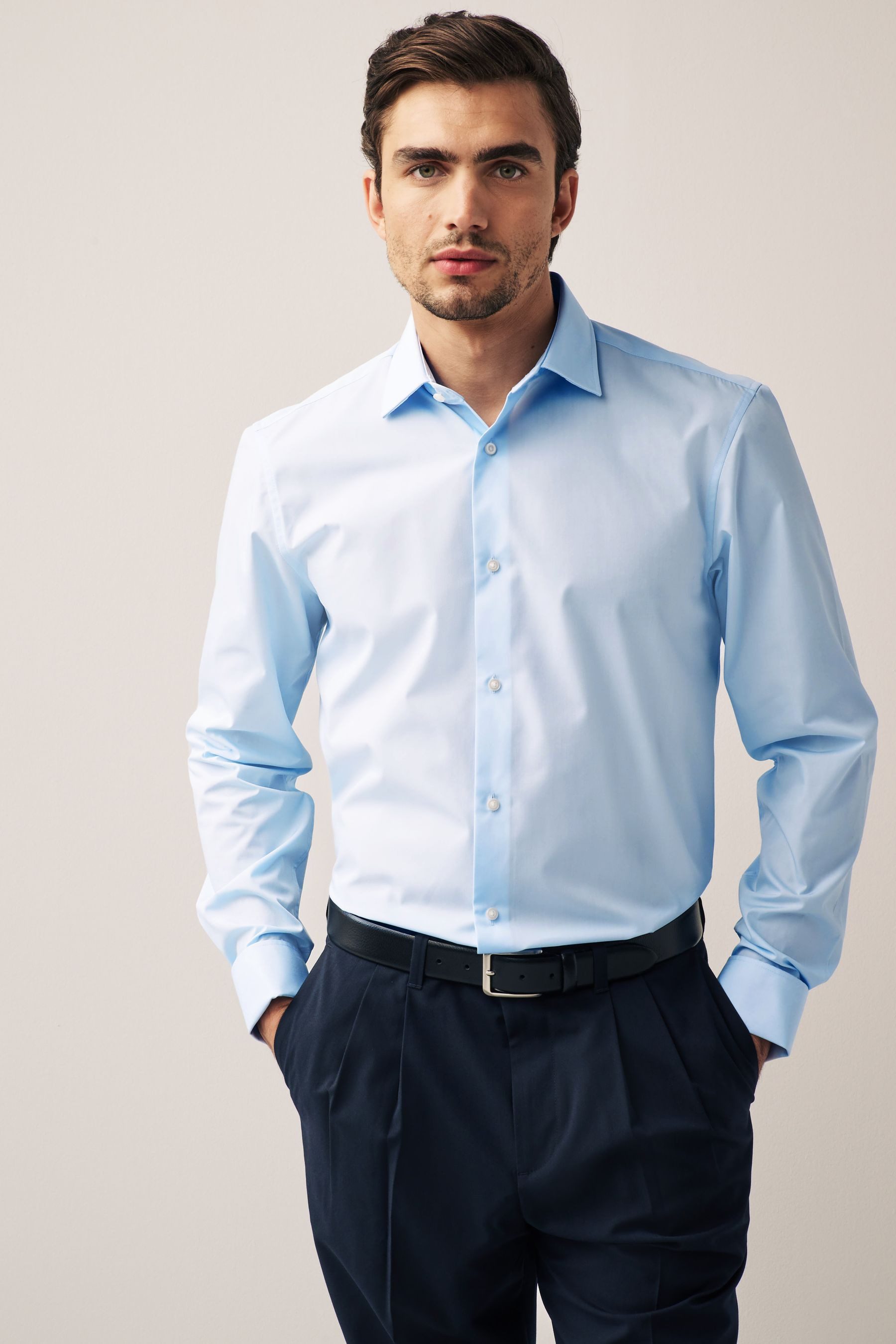 Next Businesshemd Pflegeleichtes Hemd Regular Fit, Doppelmanschette (1-tlg)