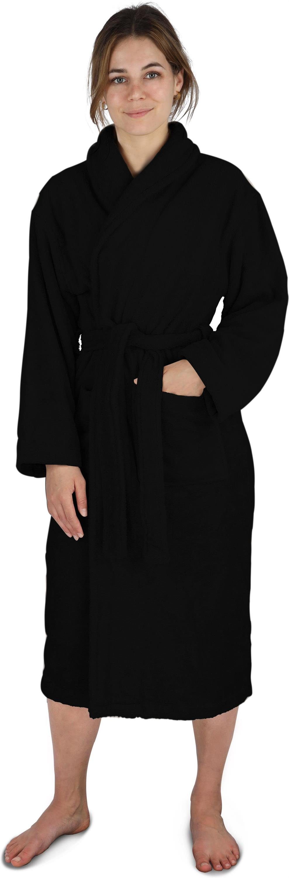 normani Damenbademantel Damen Baumwoll Bademantel, 125, Bio-Baumwolle, Schalkragen, Bindegürtel, Langer Frottee Saunamantel aus extra dickem und weichem Material