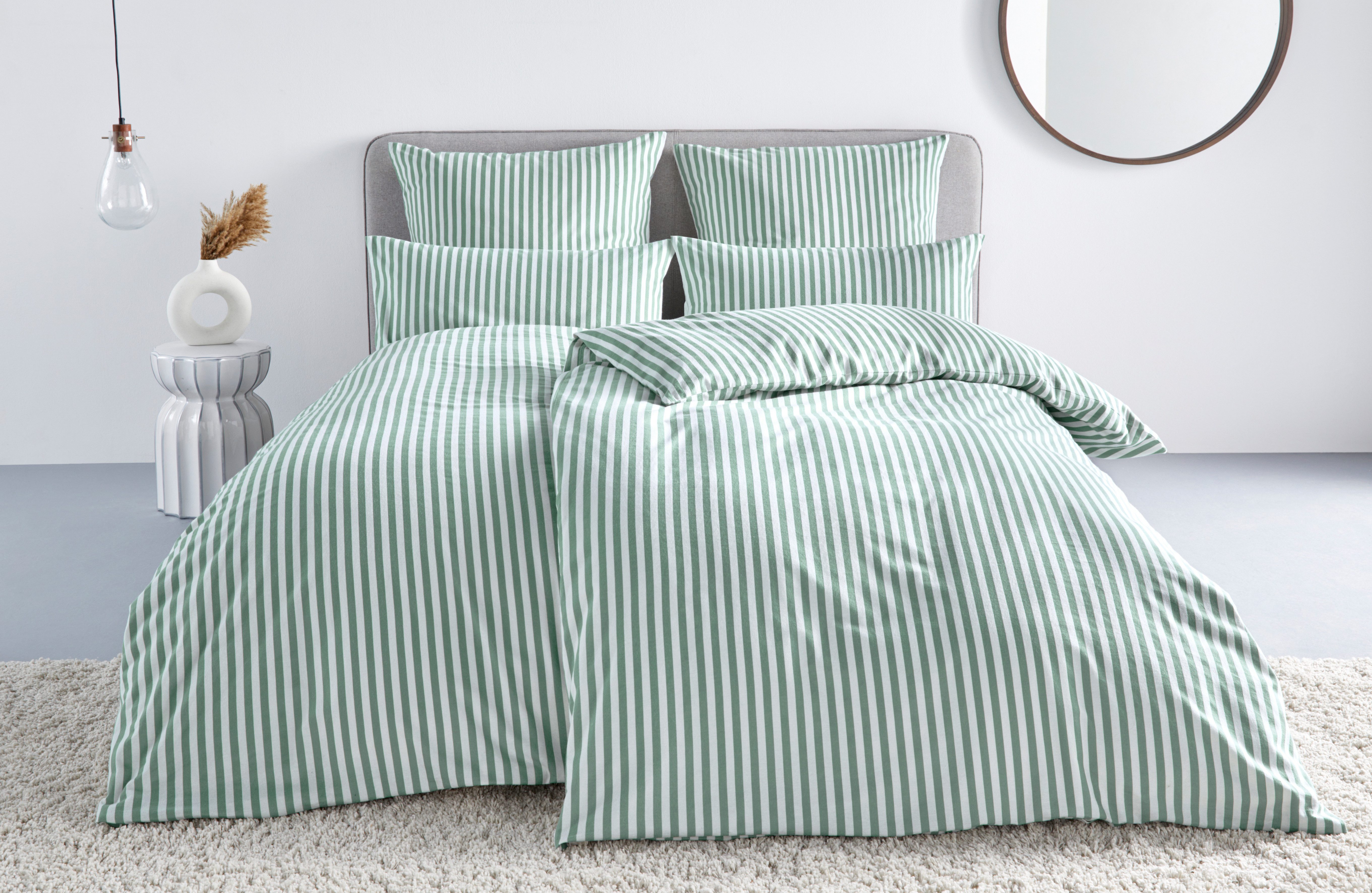 LeGer Home by Lena Gercke Bettwäsche Linnea, Flanell, 2 teilig, aus 100% Baumwolle, Streifendesign