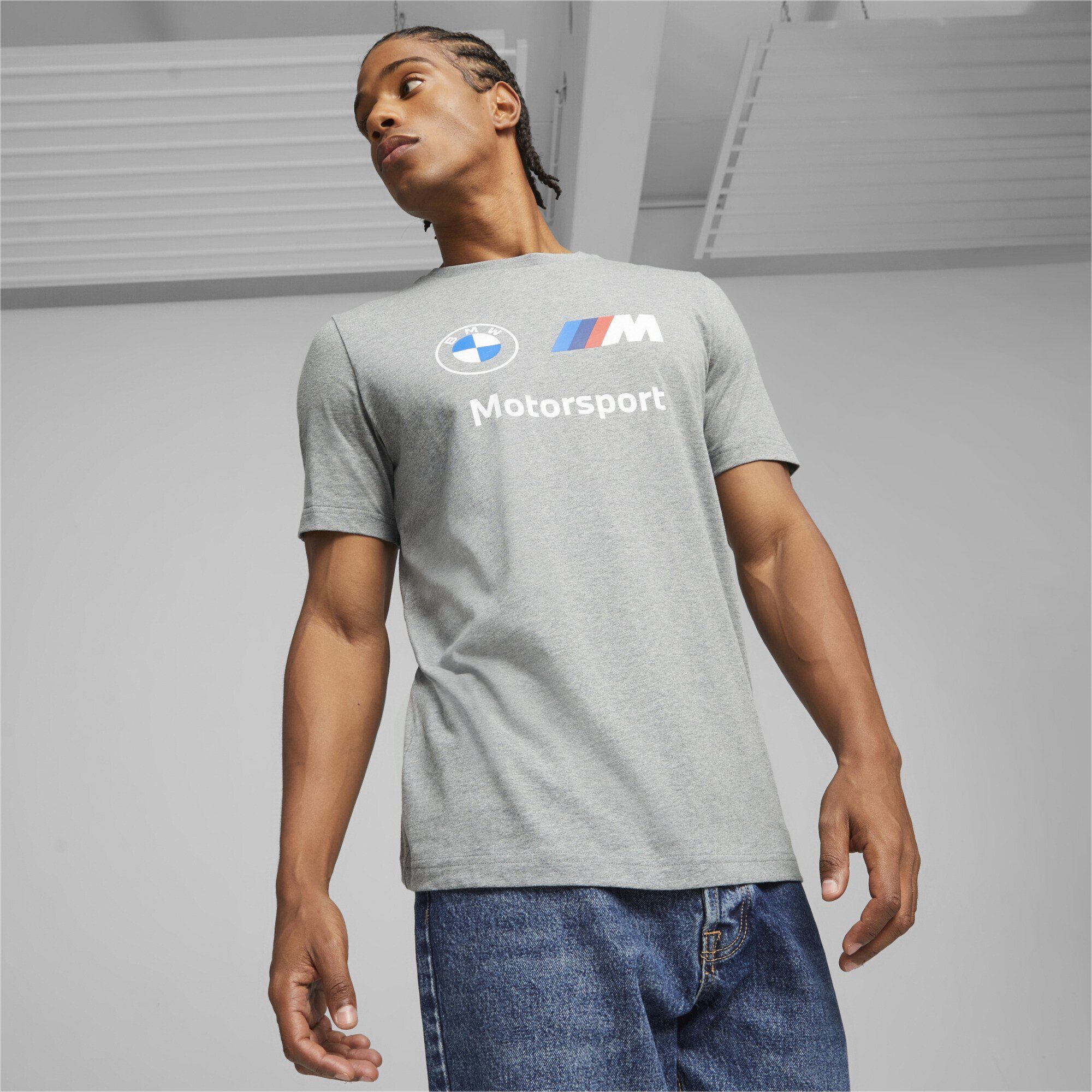 PUMA M Medium Gray Logo-T-Shirt BMW Heather Motorsport ESS Herren T-Shirt
