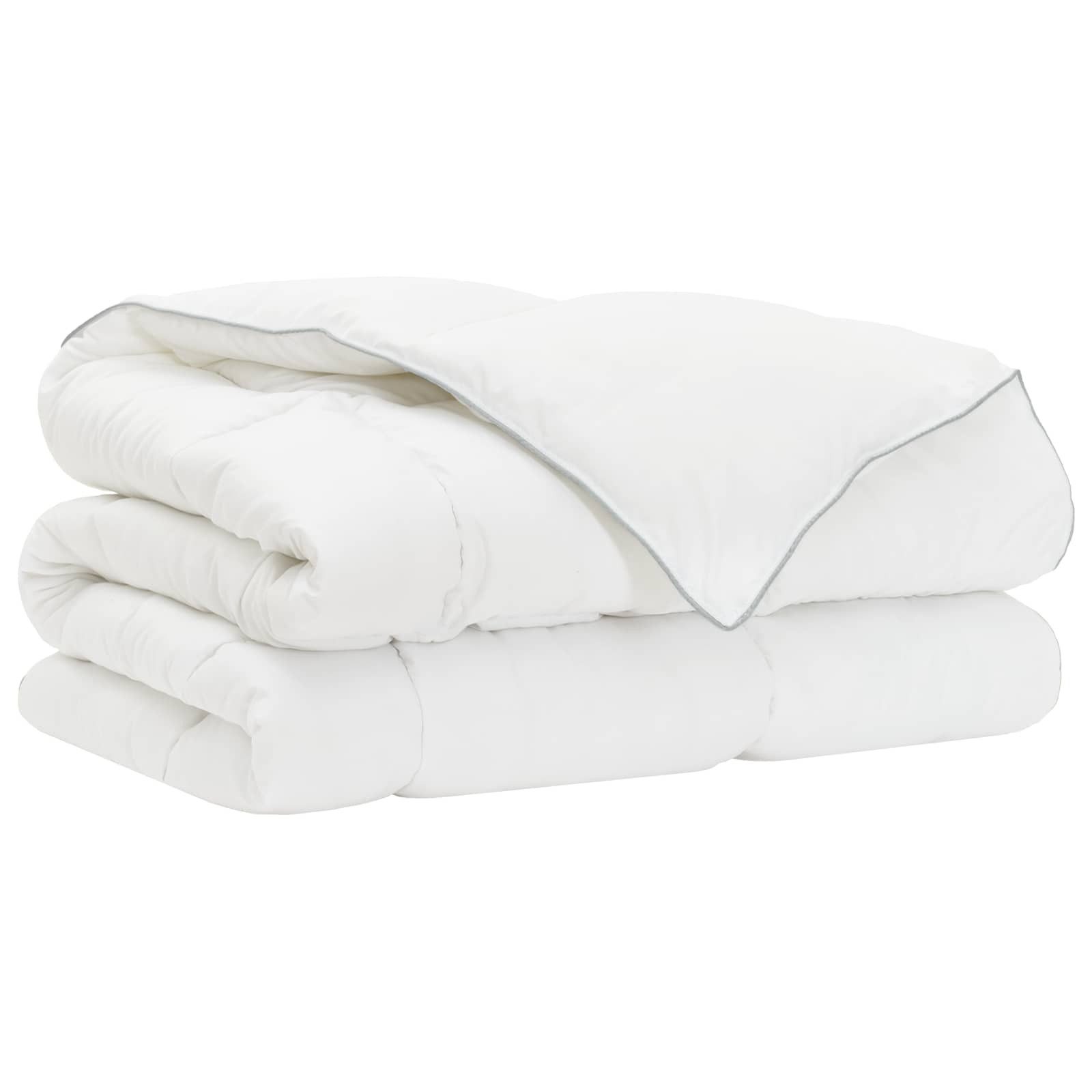 vidaXL Baumwollbettdecke Duvet- und Kopfkissen-Set 200 x 220 cm Winter 350 gsm Weiß, Bezug: Bambusfasern