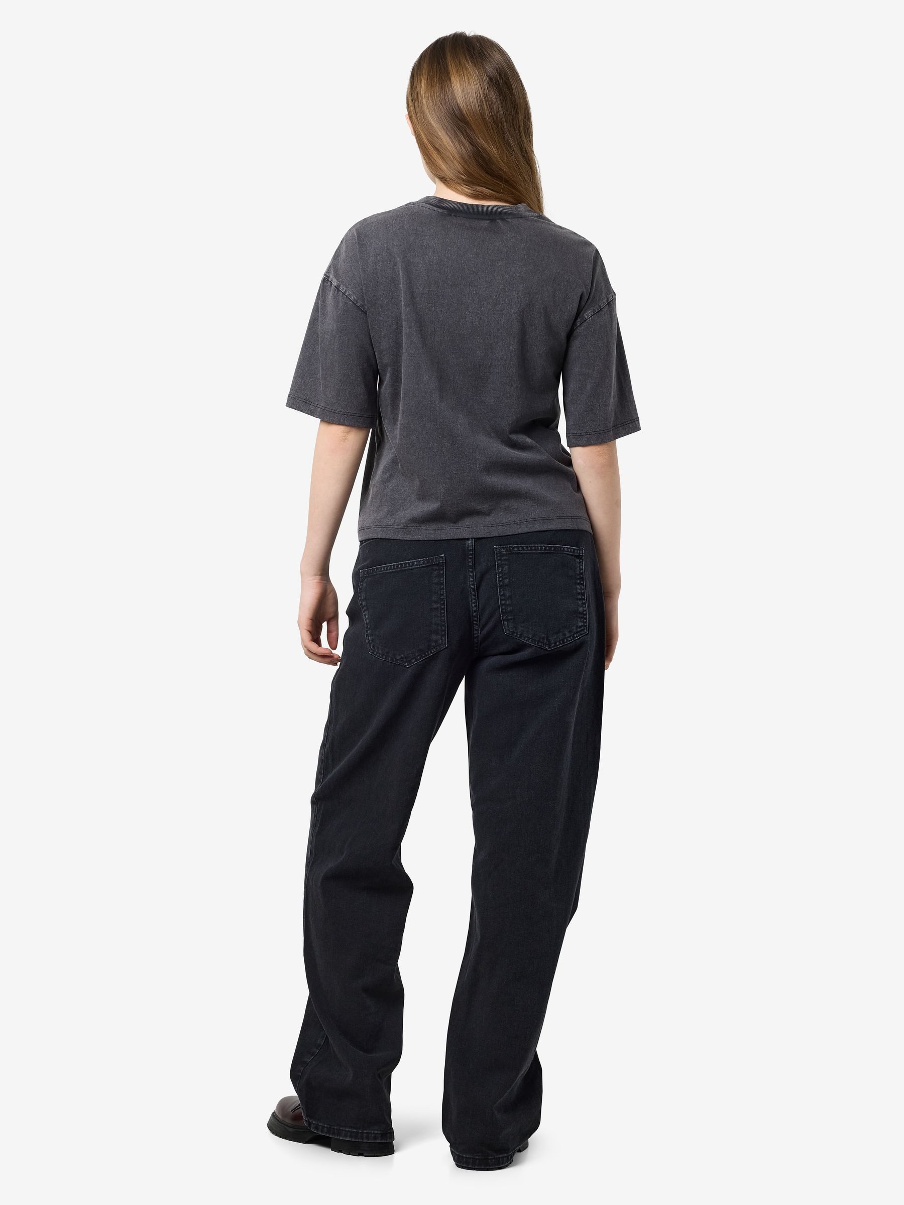 Noisy may T-Shirt Vintage Denim Mit dekorativen Kristallen und Nieten NMRIRI S/S O-NECK T-SHIRT JRS