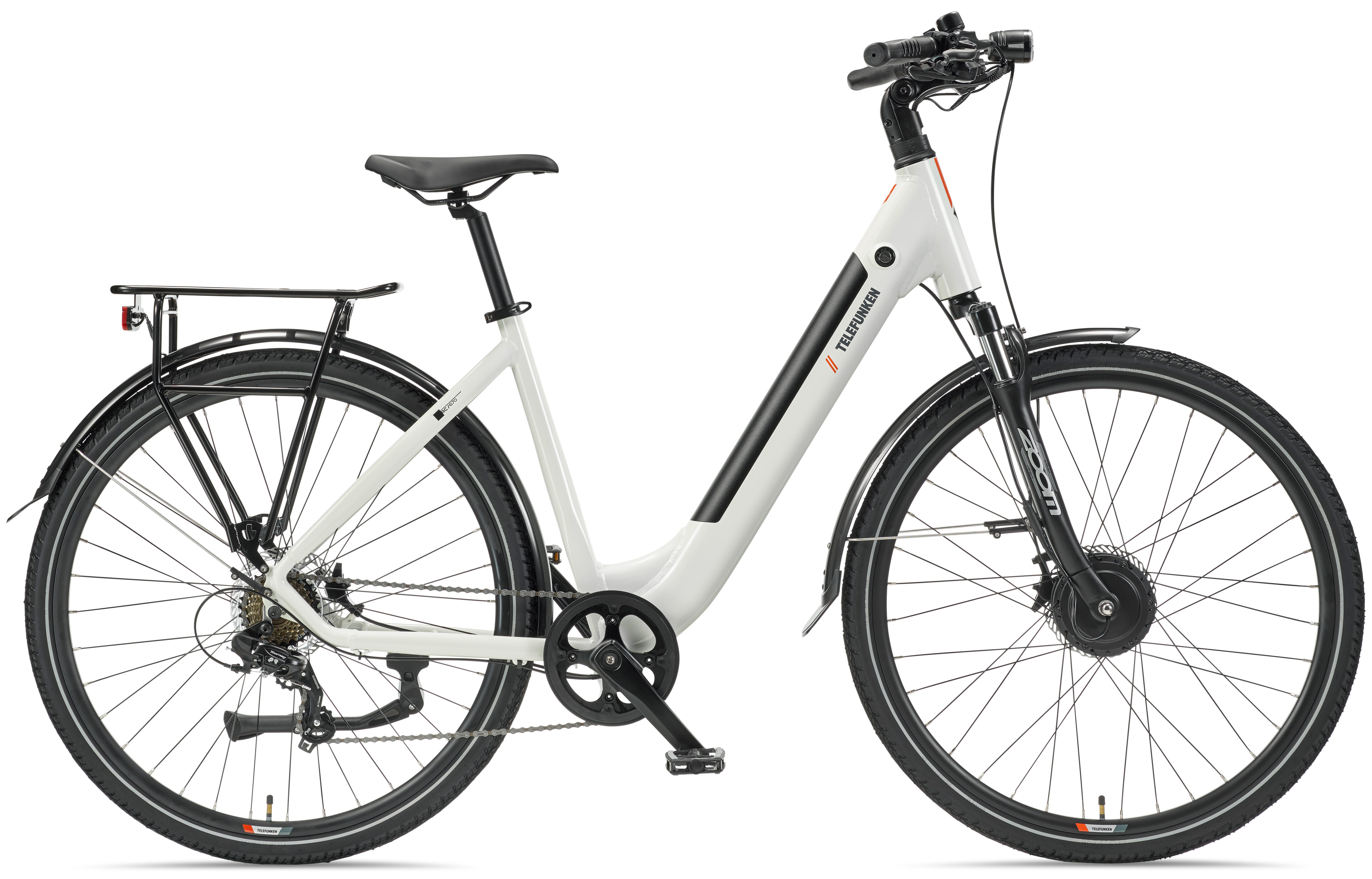 Telefunken E-Bike Cityrad Multitalent RC670, 7 Gang Shimano TY300D Schaltwerk, Kettenschaltung, Frontmotor, 489,6 Wh, Pedelec, Elektrofahrrad, Damen u. Herren, Scheibenbremsen, 28 Zoll