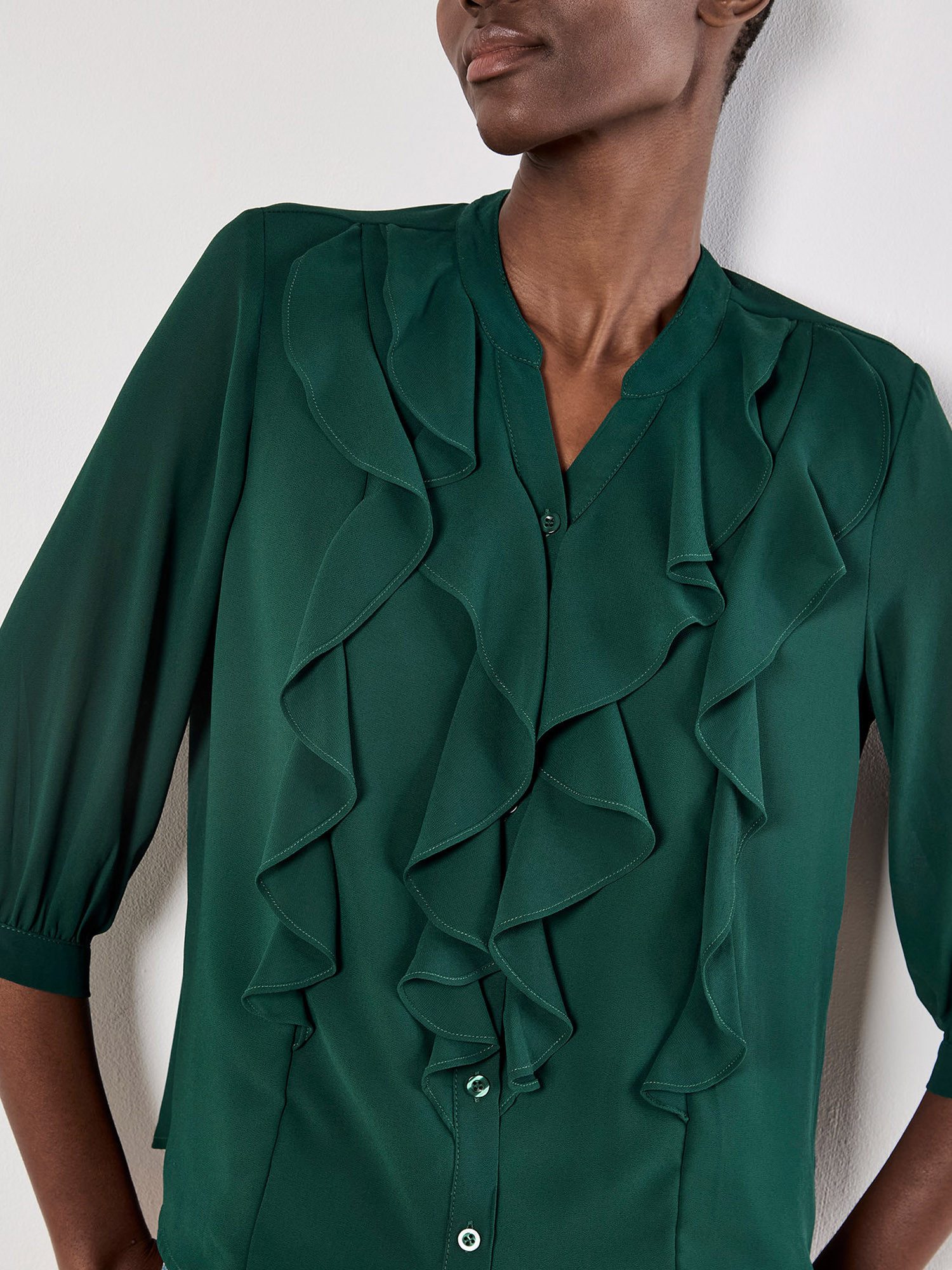 Apricot Rüschenbluse Chiffonbluse mit Rüschen