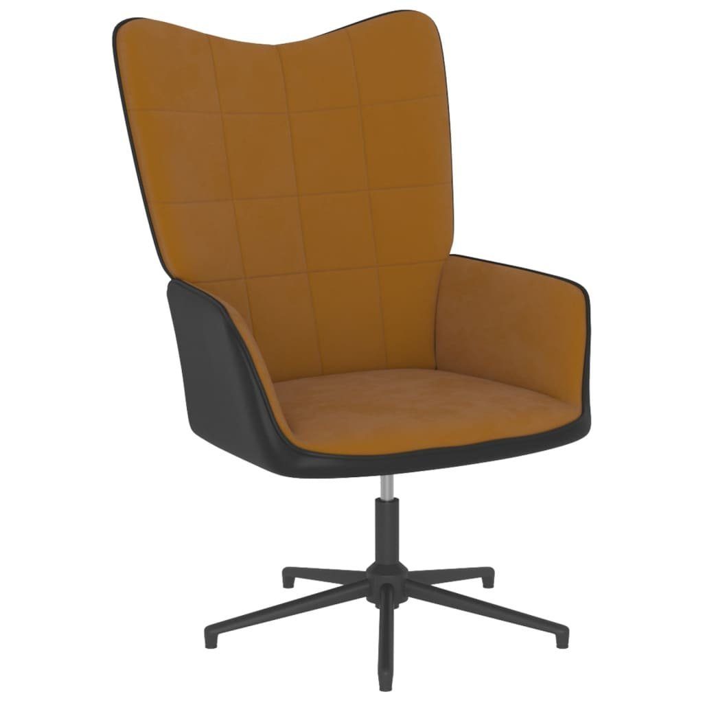 Relaxsessel Sessel PVC mit furnicato Braun Hocker Samt und