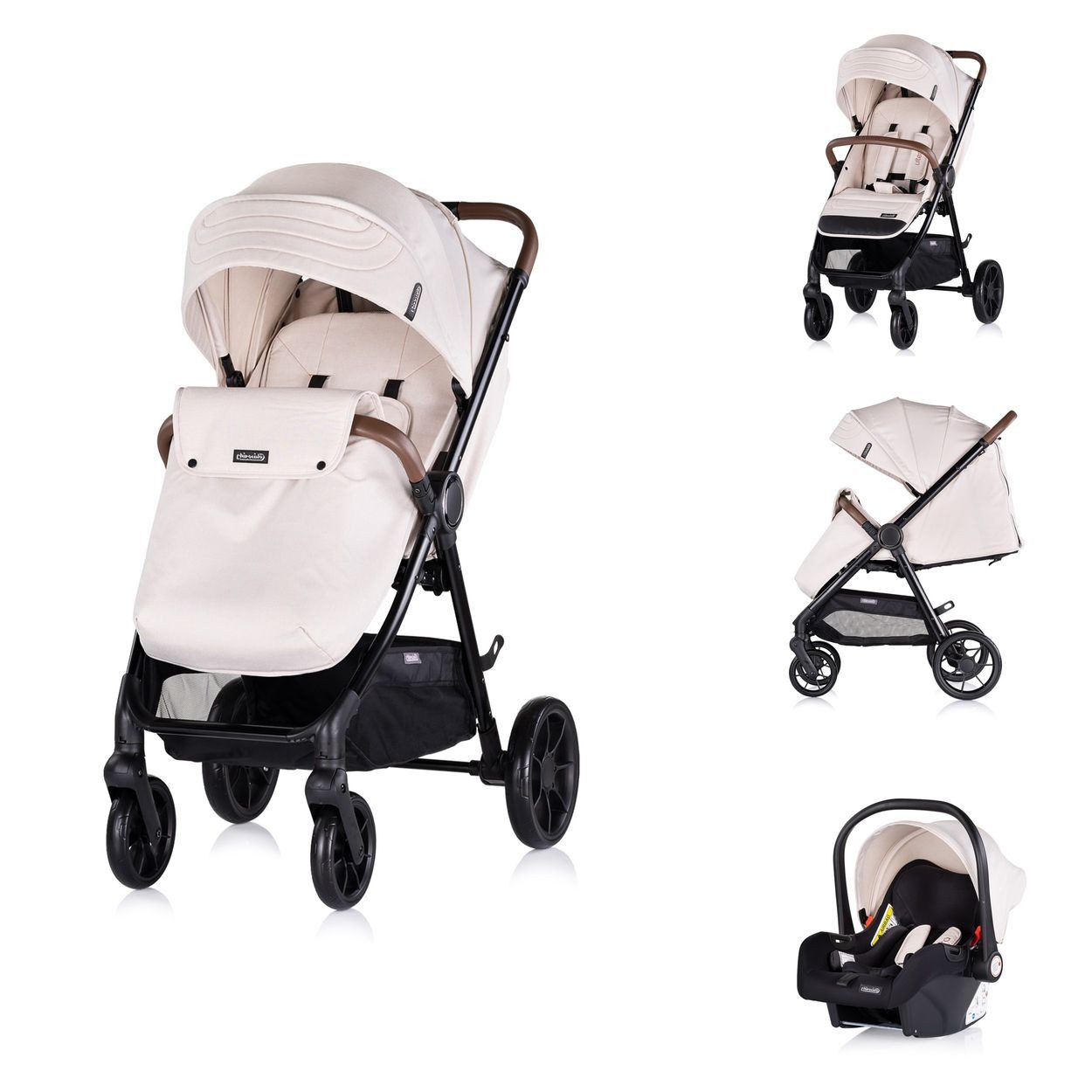 Chipolino Kombi-Kinderwagen Ultera 3 in 1, EVA-Material, i-Size, 5-Punkt-Gurt, 3-Punkt-Gurt, Babyschale