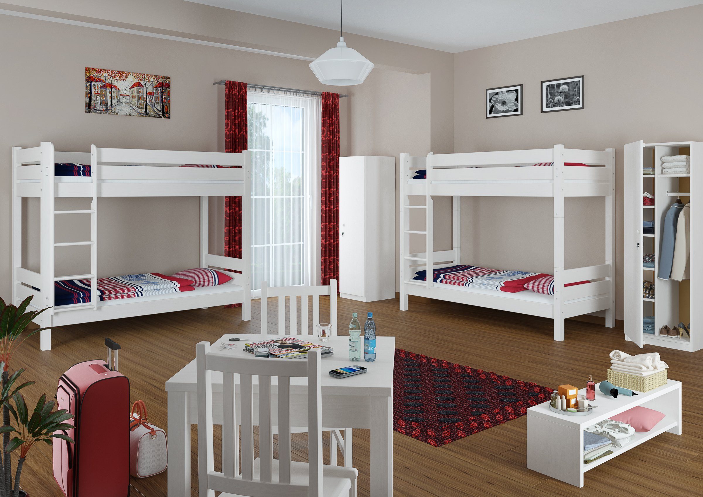 ERST-HOLZ Etagenbett Etagenbett Matratzen für mit Rost und Kinder 80x200