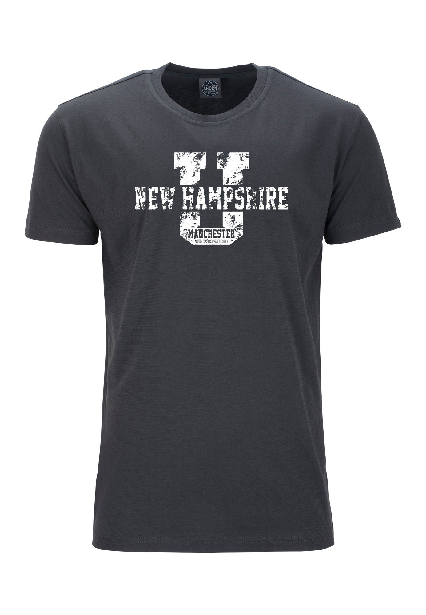 mit AHORN SPORTSWEAR Frontprint coolem HAMPSHIRE grau T-Shirt NEW