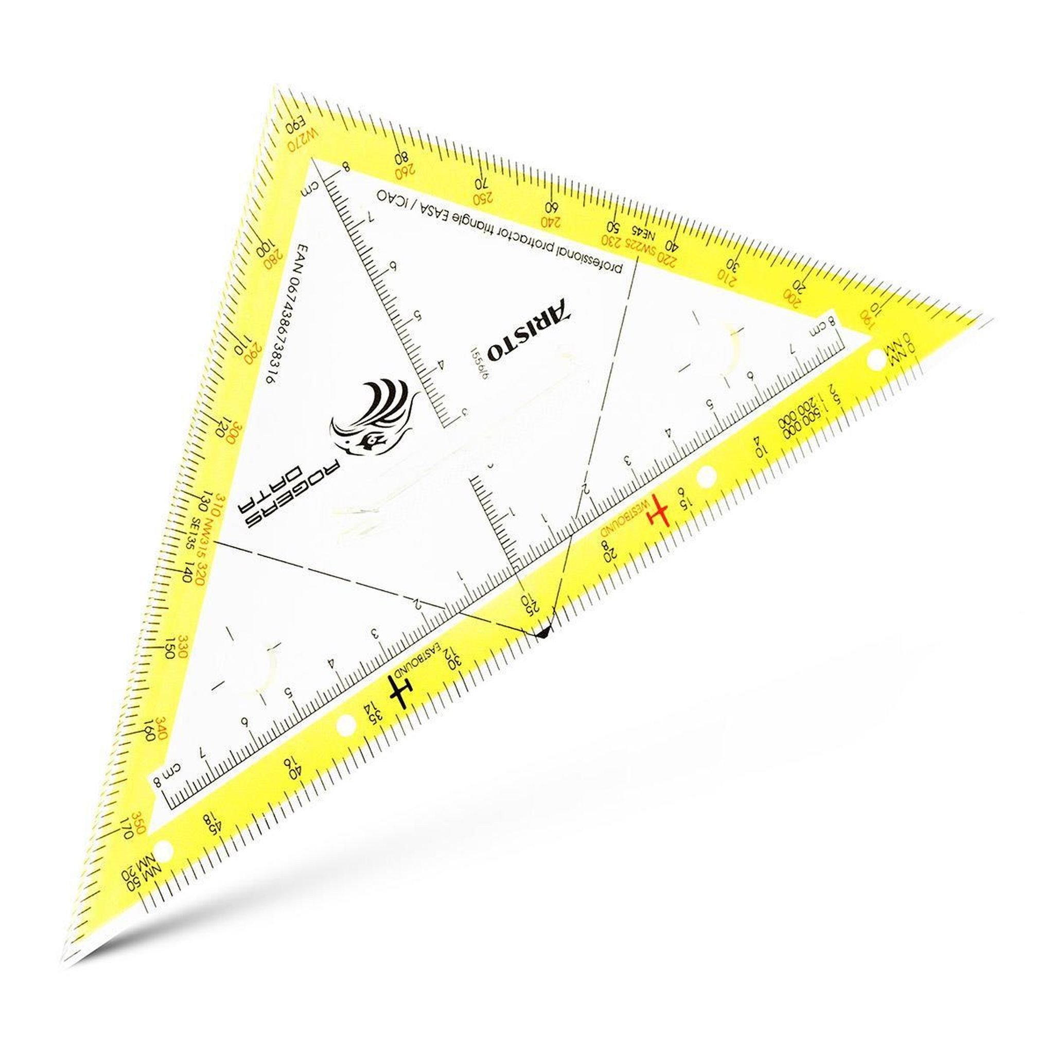 ARISTO Zeichenlineal Aristo Navigationsdreieck 22,5 cm, Winkelskale 360/1°, Maßskala 20 cm