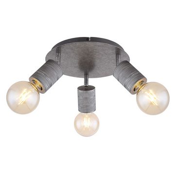 etc-shop Deckenspot, Leuchtmittel nicht inklusive, Deckenleuchte Esszimmerlampe 3 Flammig Metall Silber Alu D 28 cm