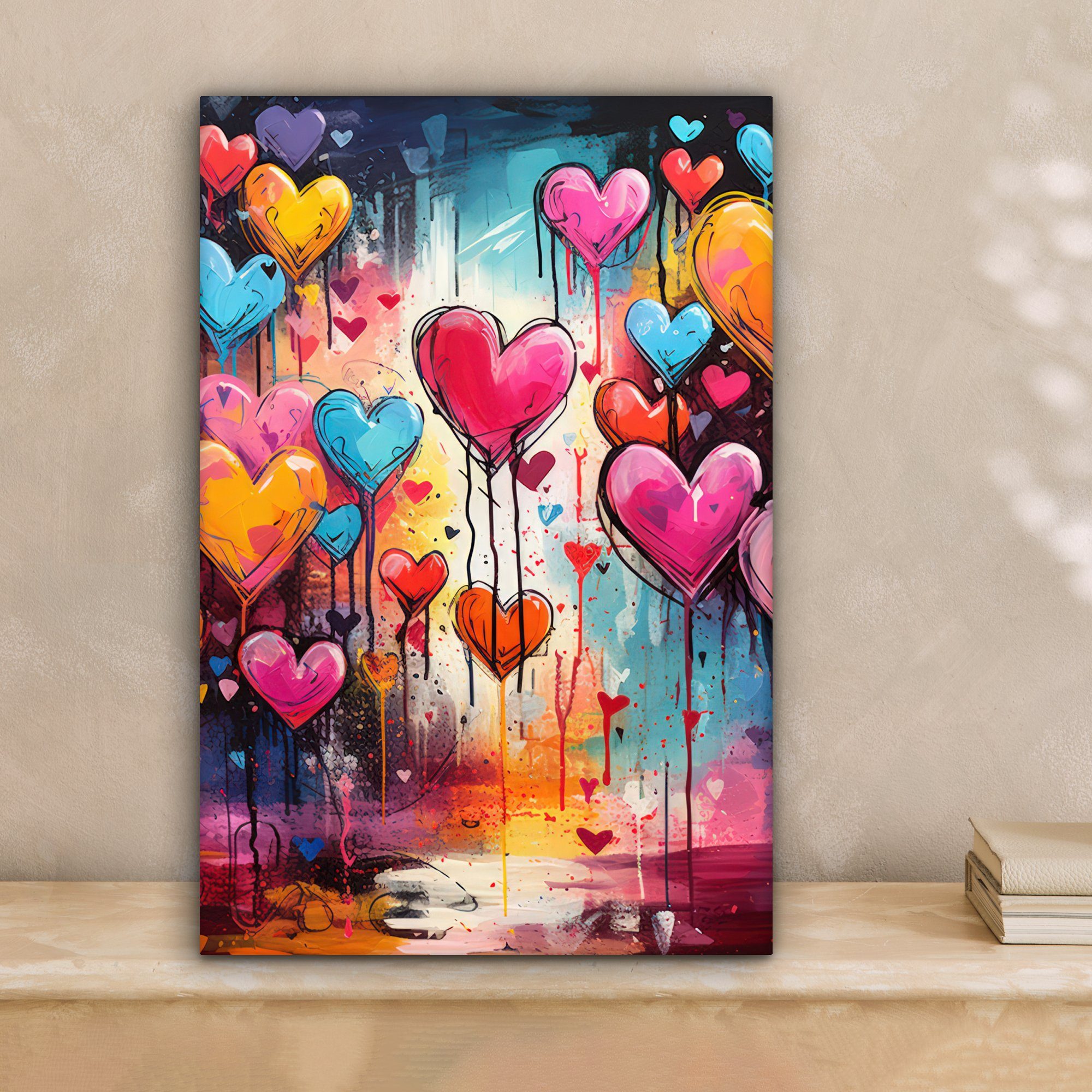 OneMillionCanvasses® Leinwandbild Herzen - Farben - Kunst - Liebe, Fotodruc günstig online kaufen