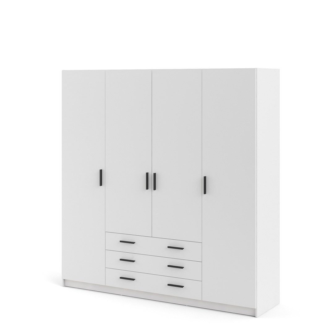 Tvilum Kleiderschrank Spell Kleiderschrank B183 cm 4 Türen und 3 Schubla
