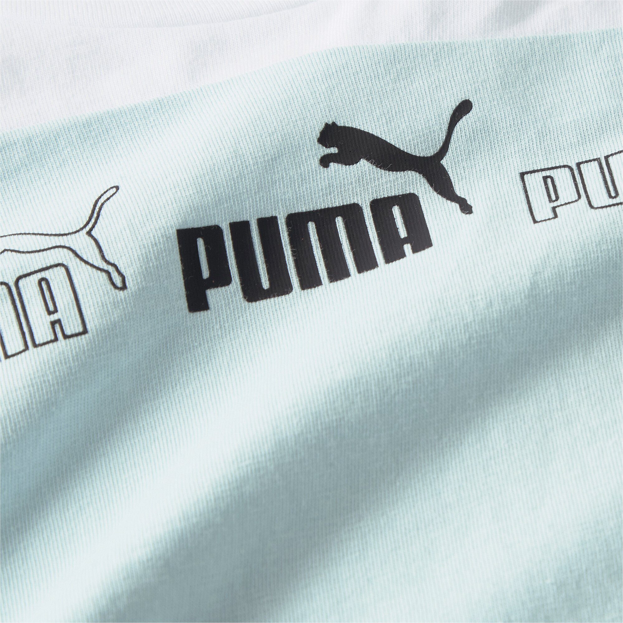 PUMA T-Shirt Around the Blue Damen Aqua Block T-Shirt White Light