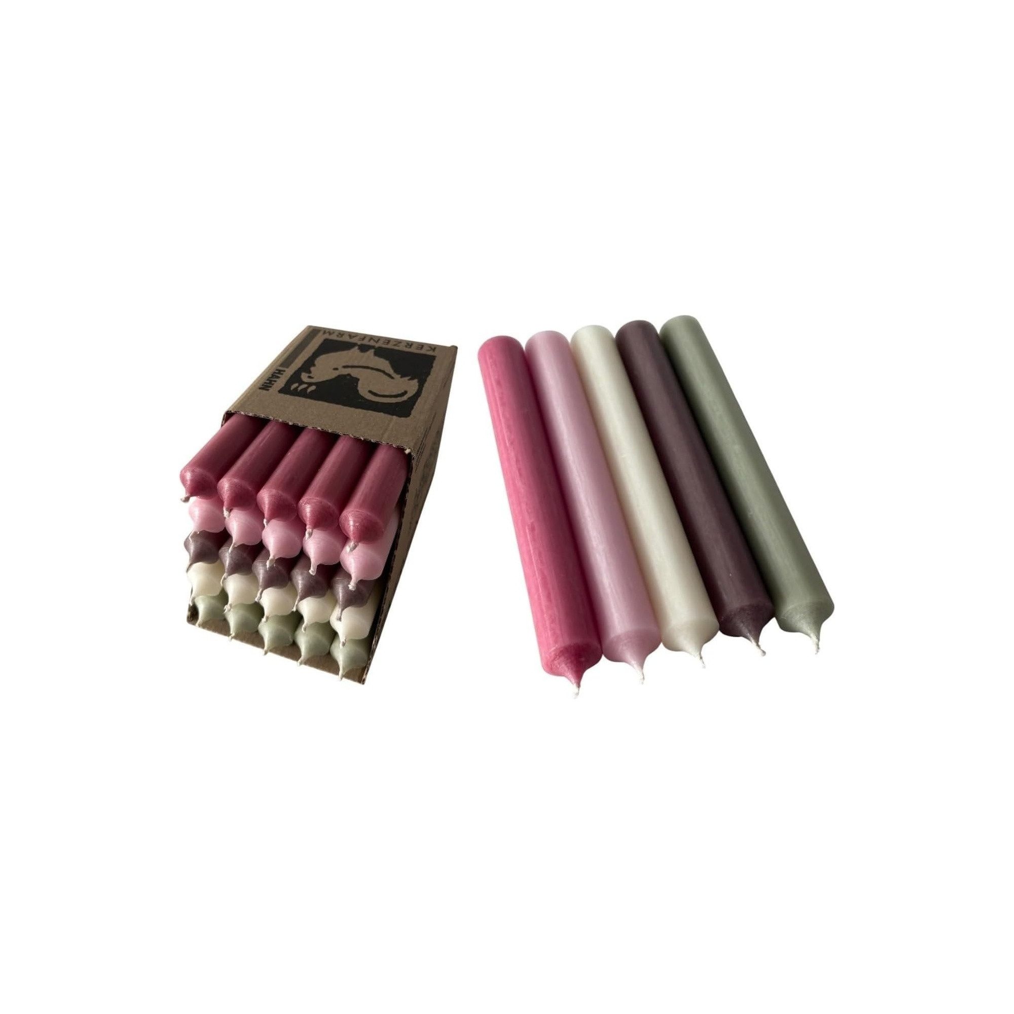 Hahn Kerzenfarm Spitzkerze Stabkerzen 22 mm 18 cm 25er Set 5 Farben Made in Germany