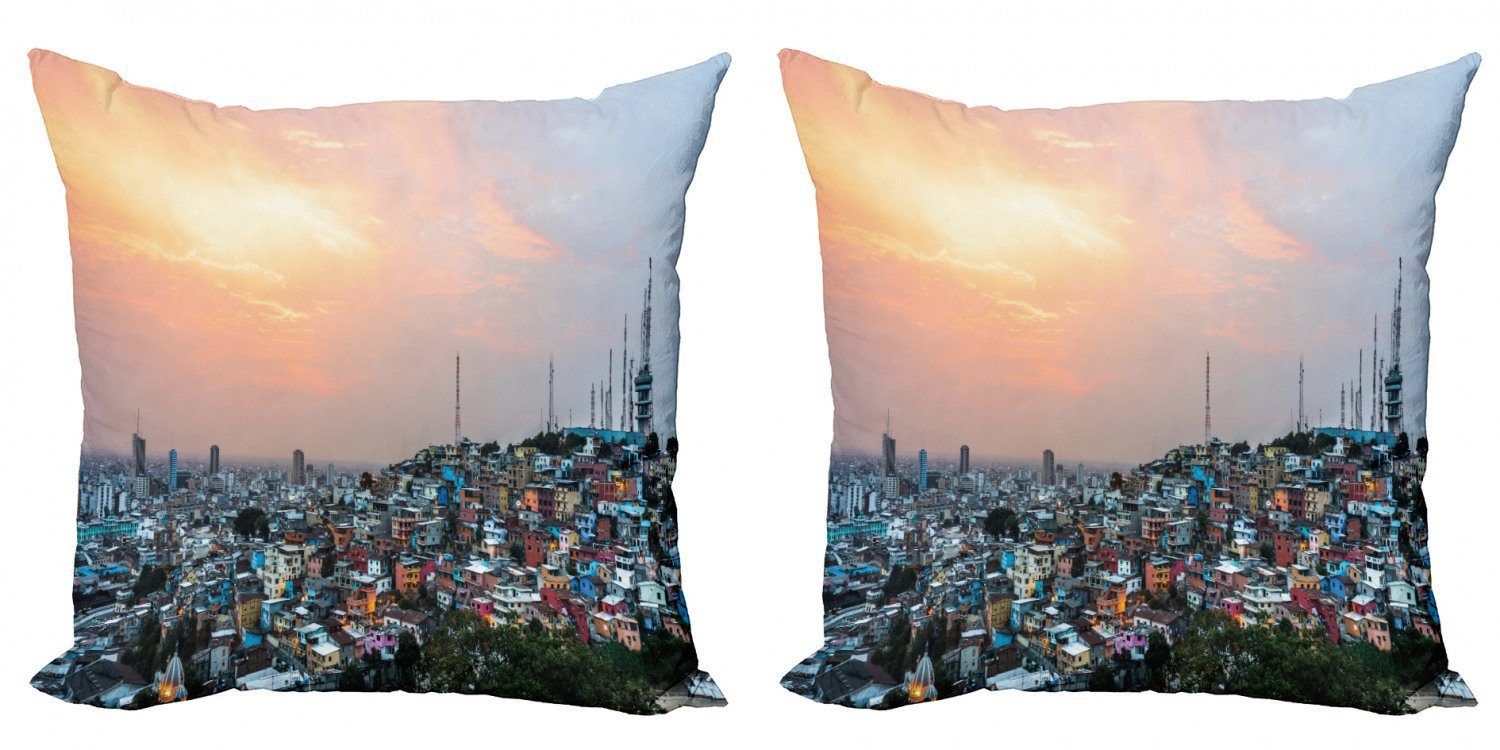 Kissenbezüge Modern Accent Doppelseitiger Digitaldruck, Abakuhaus (2 Stück), Ecuador Guayaquil Stadt bei Sonnenuntergang
