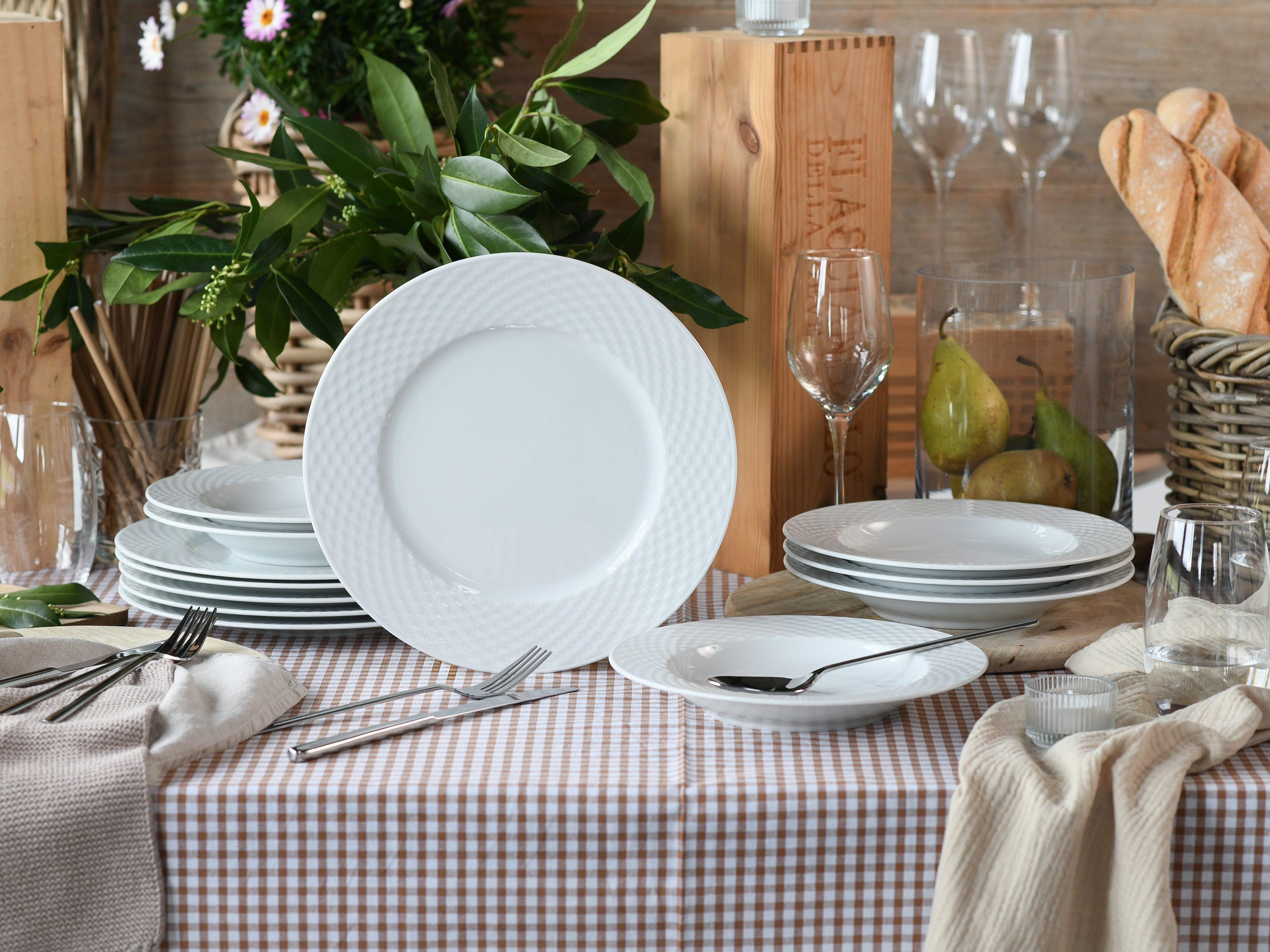 CreaTable Tafelservice Polo, Service 12-tlg. (12-tlg), 6 Personen, Porzellan, Teller Set, Daily Use, Zeitlos