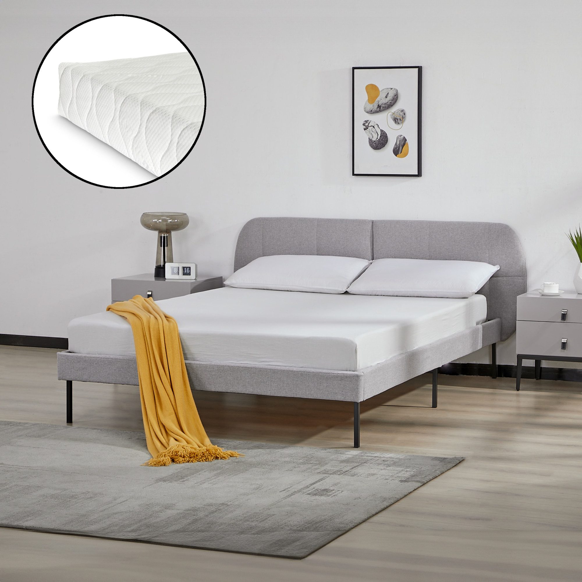 en.casa Polsterbett, »Porvoo« mit Matratze Textil günstig online kaufen