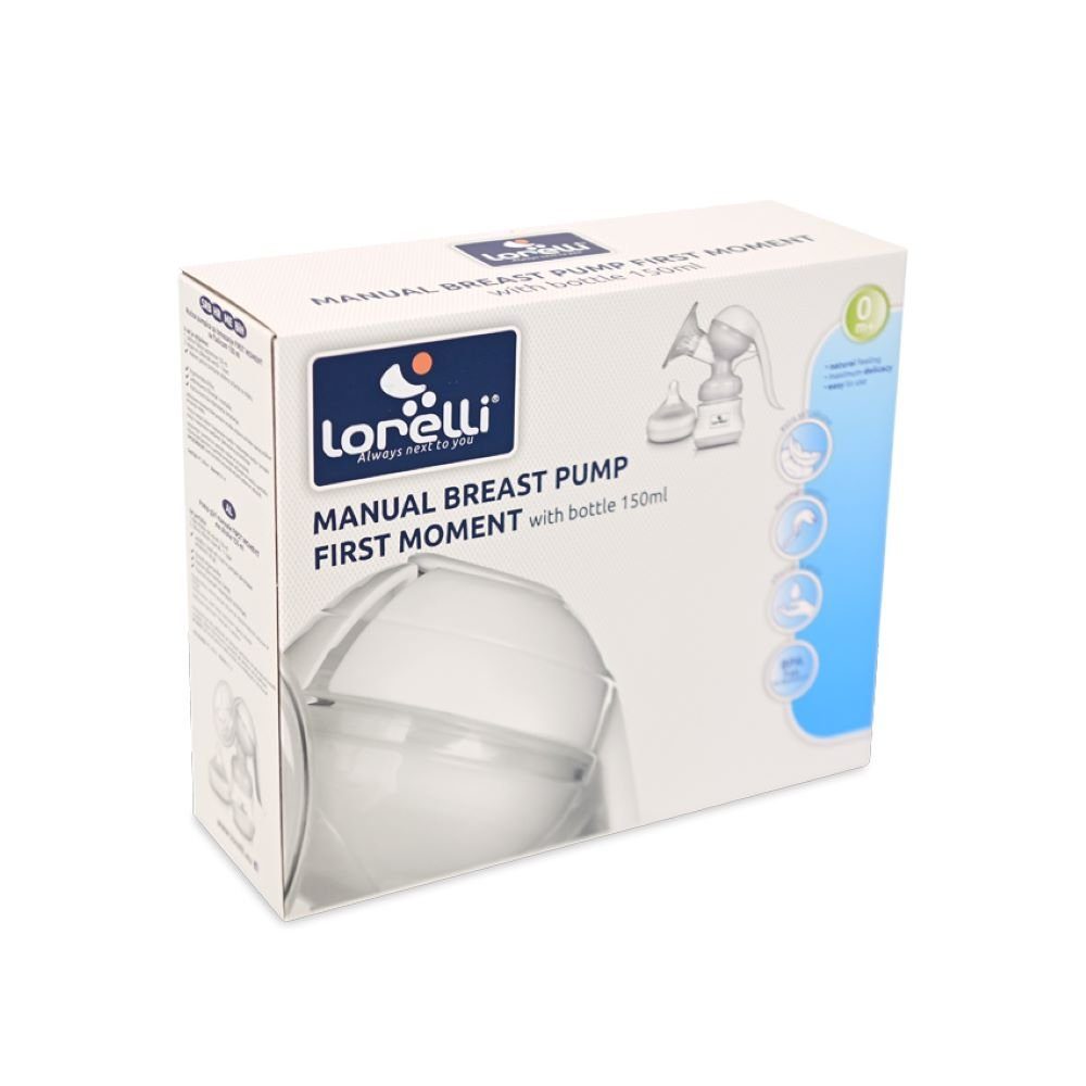 Lorelli Handmilchpumpe manuelle Milchpumpe, Flasche, First 150 ml 0+ Silikonsauger Gruppe Moment
