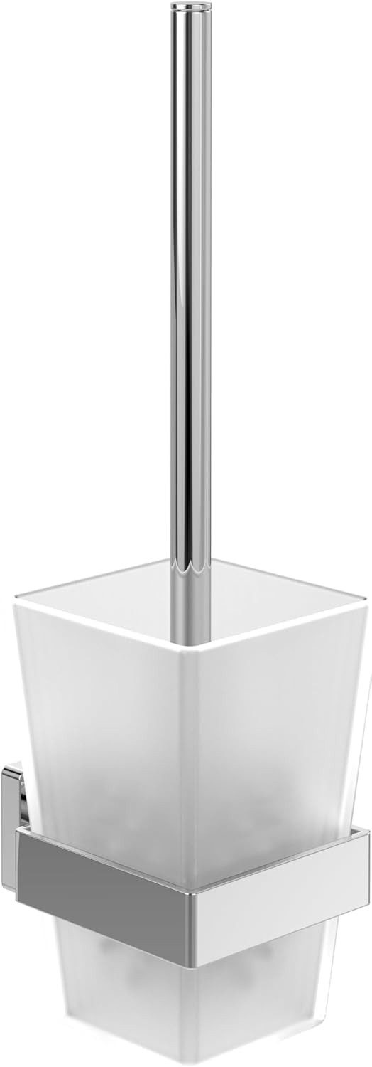 Villeroy & Boch WC-Reinigungsbürste Elements, Toilettenbürstengarnitur, Wandmontage, satiniertes Glas, Chrom