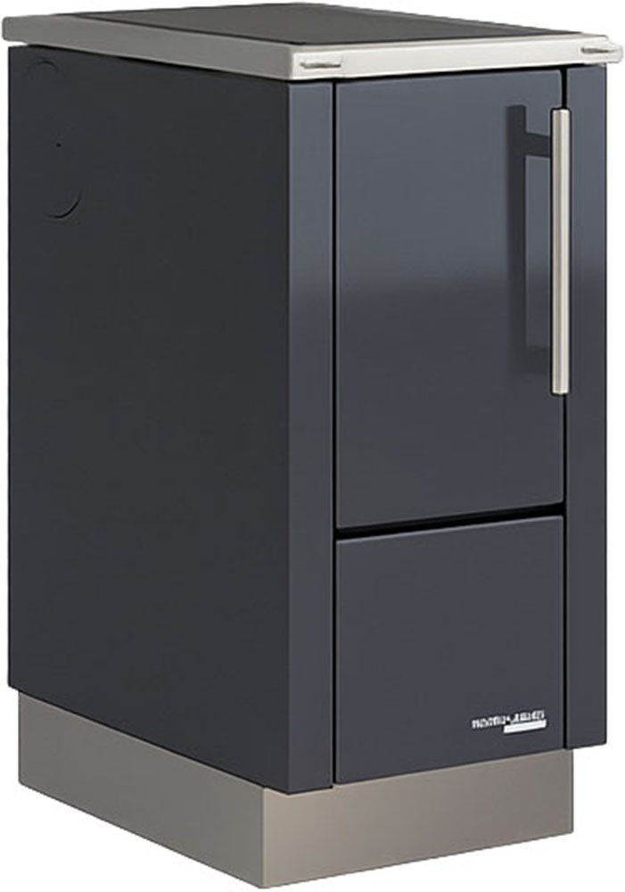 Haas + Sohn Festbrennstoffherd HS 40, anthrazit, Herdrahmen Edelstahl, Stahlkochplatte, Zeitbrand, (anthrazit), ohne Sichtfenster