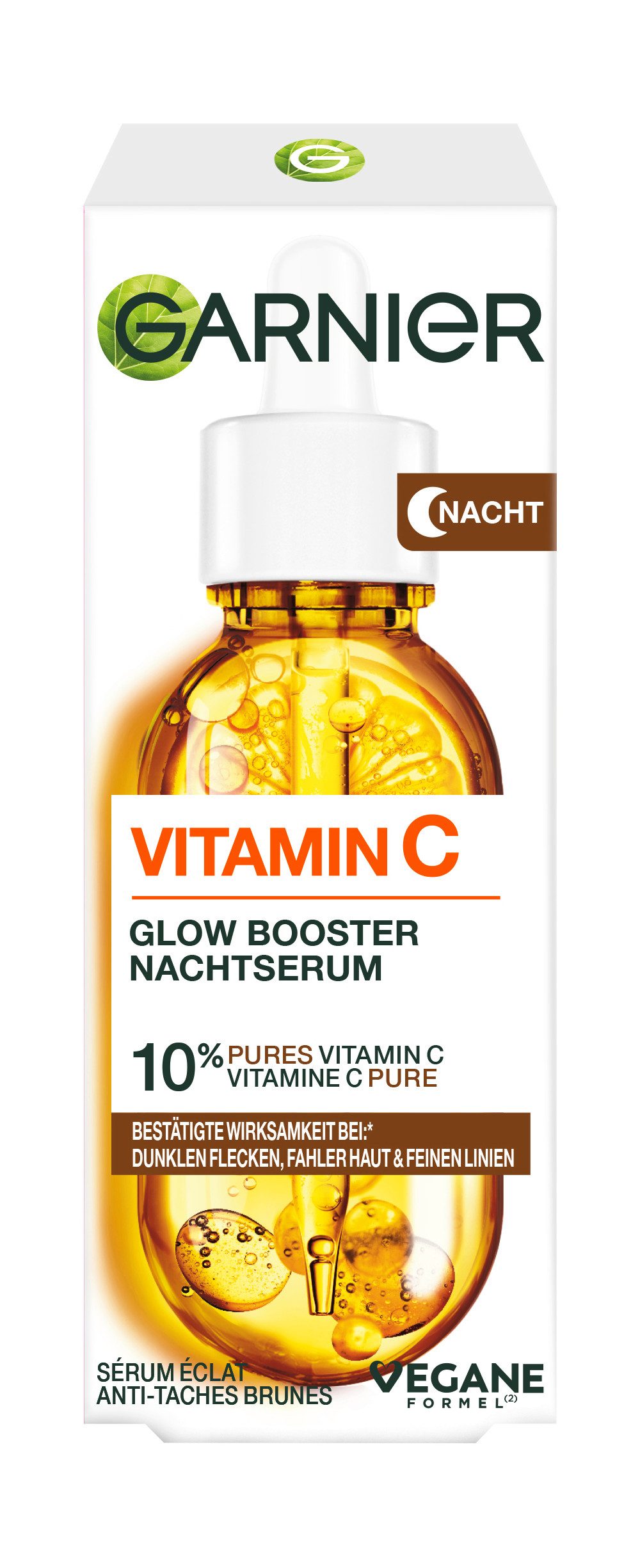 GARNIER Gesichtsserum VITAMIN C GLOW BOOSTER NACHTSERUM, mit Hyaluronsäure