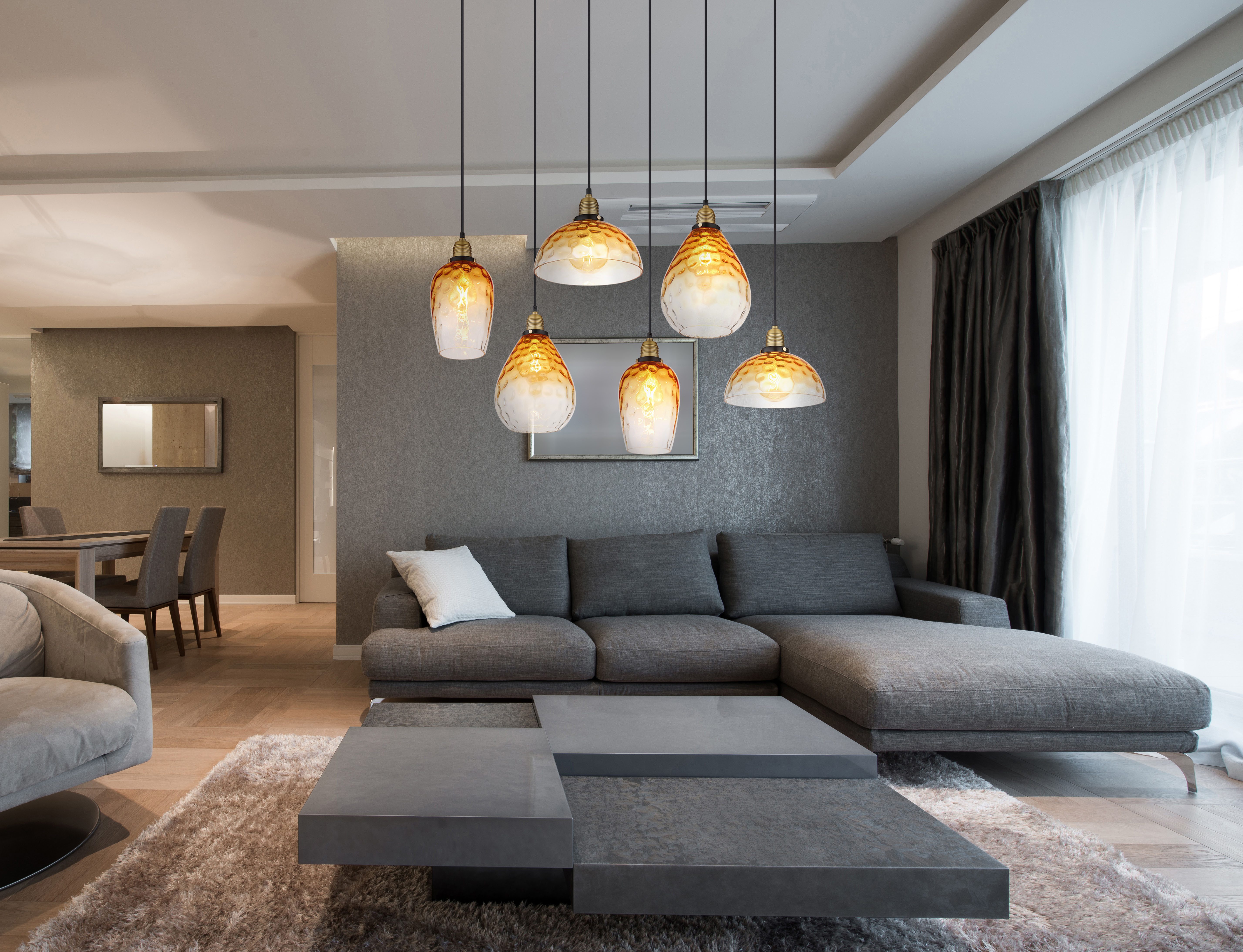GLOBO LIGHTING Hängeleuchte SALVY, ohne Leuchtmittel, Hängelampe/Pendelleuchte/Esszimmer/Wohnzimmer/Esstisch