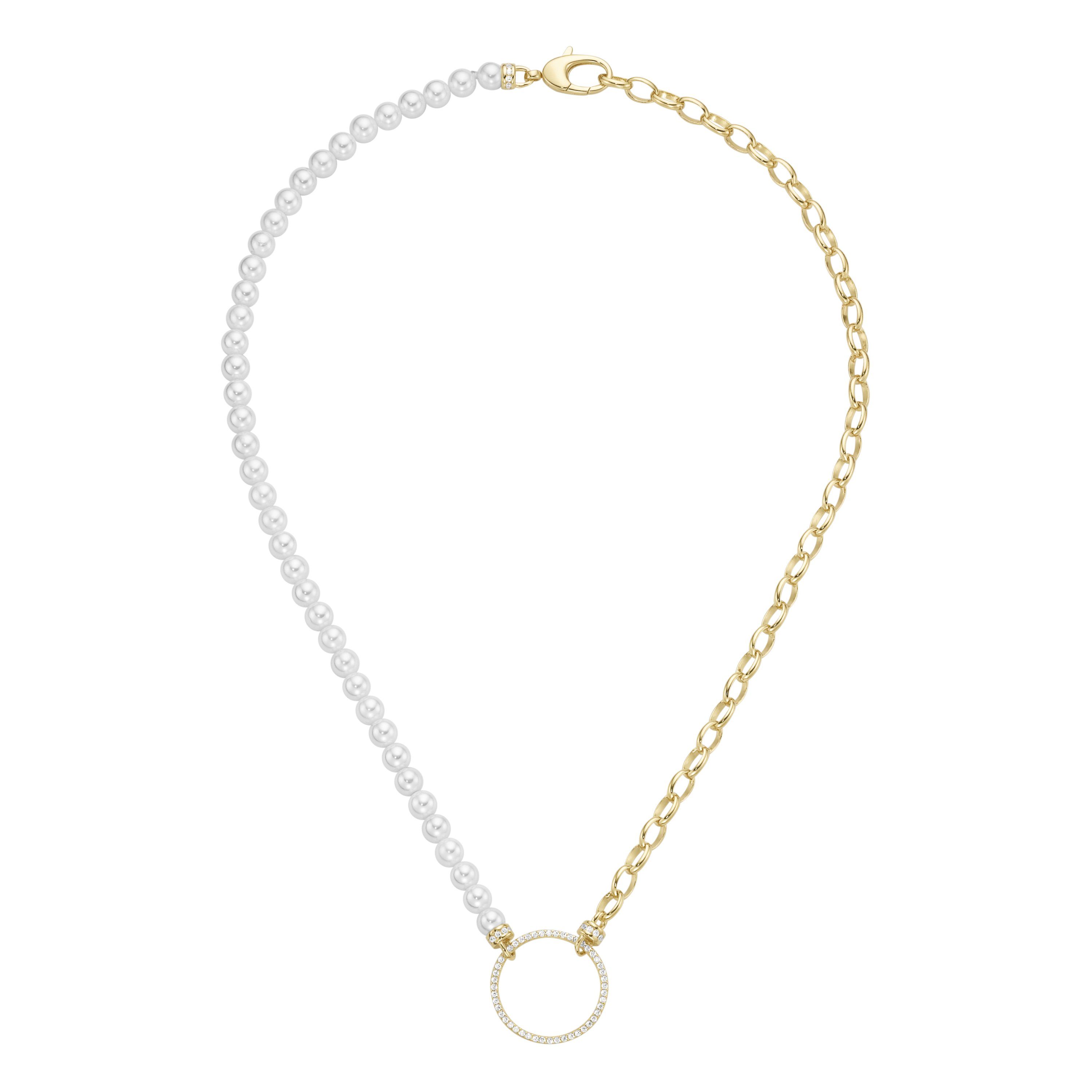 GIORGIO MARTELLO MILANO Collier mit weißen Muschelkern-Perlen und Zirkonia, günstig online kaufen