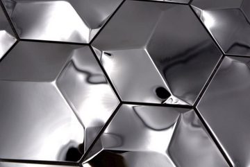Mosani Mosaikfliesen Edelstahl Mosaik Fliese silber Hexagon 3D glänzend Küchenwand