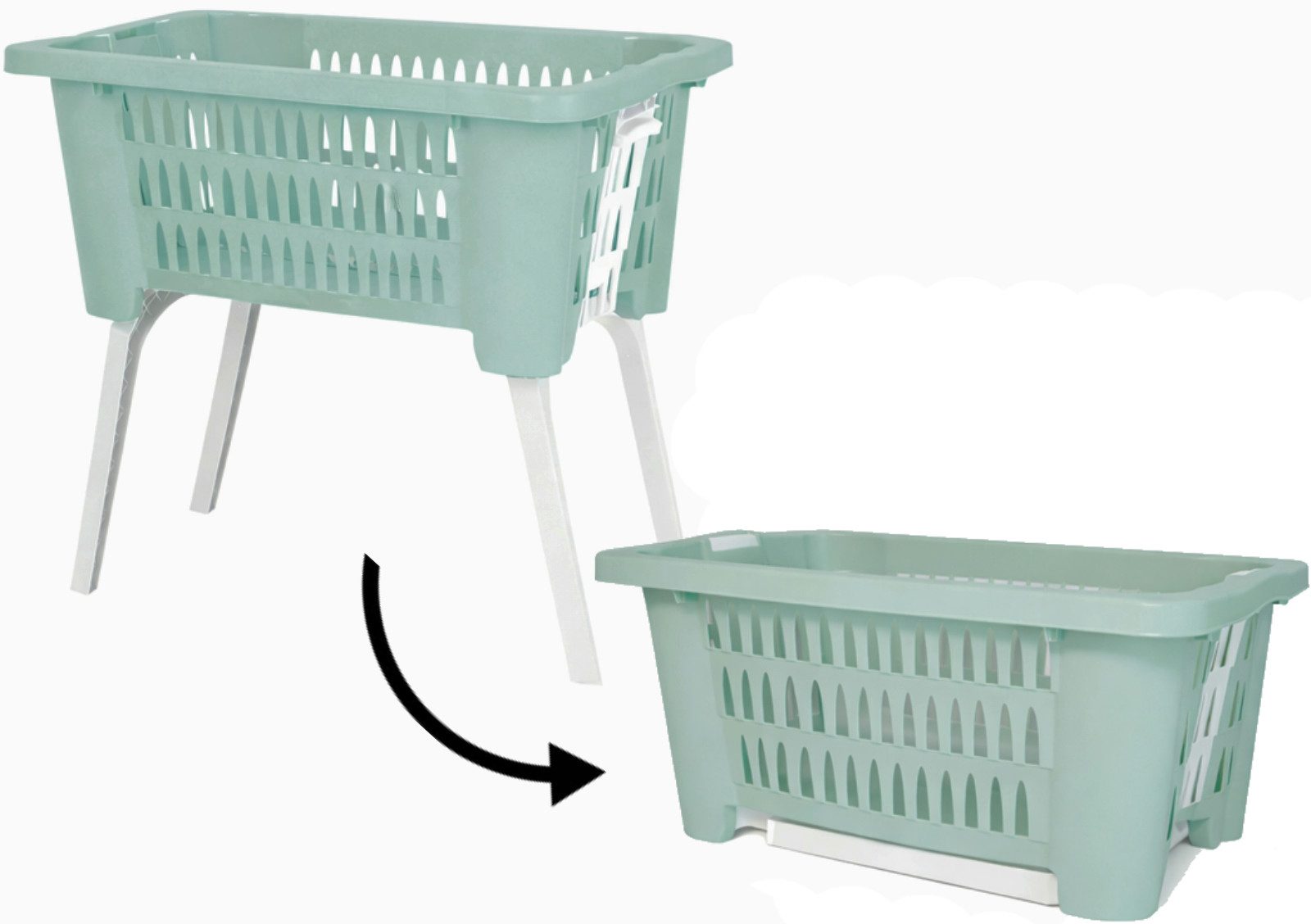 Koopman Wäschekorb Wäschewanne Kunststoff Klappbar Blau / Grün / Grau (1 St günstig online kaufen