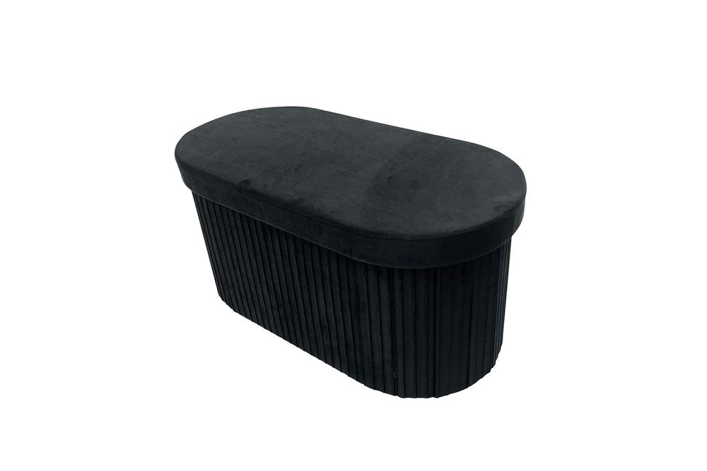 riess-ambiente Polsterbank ÉLAN 80cm schwarz - Samt, Sitzbank, mit Stauraum, faltbar, flexibel (Einzelartikel, 1-St), Eleganter Sitz mit Steppung - ideal für stilvolle & moderne Wohnräume
