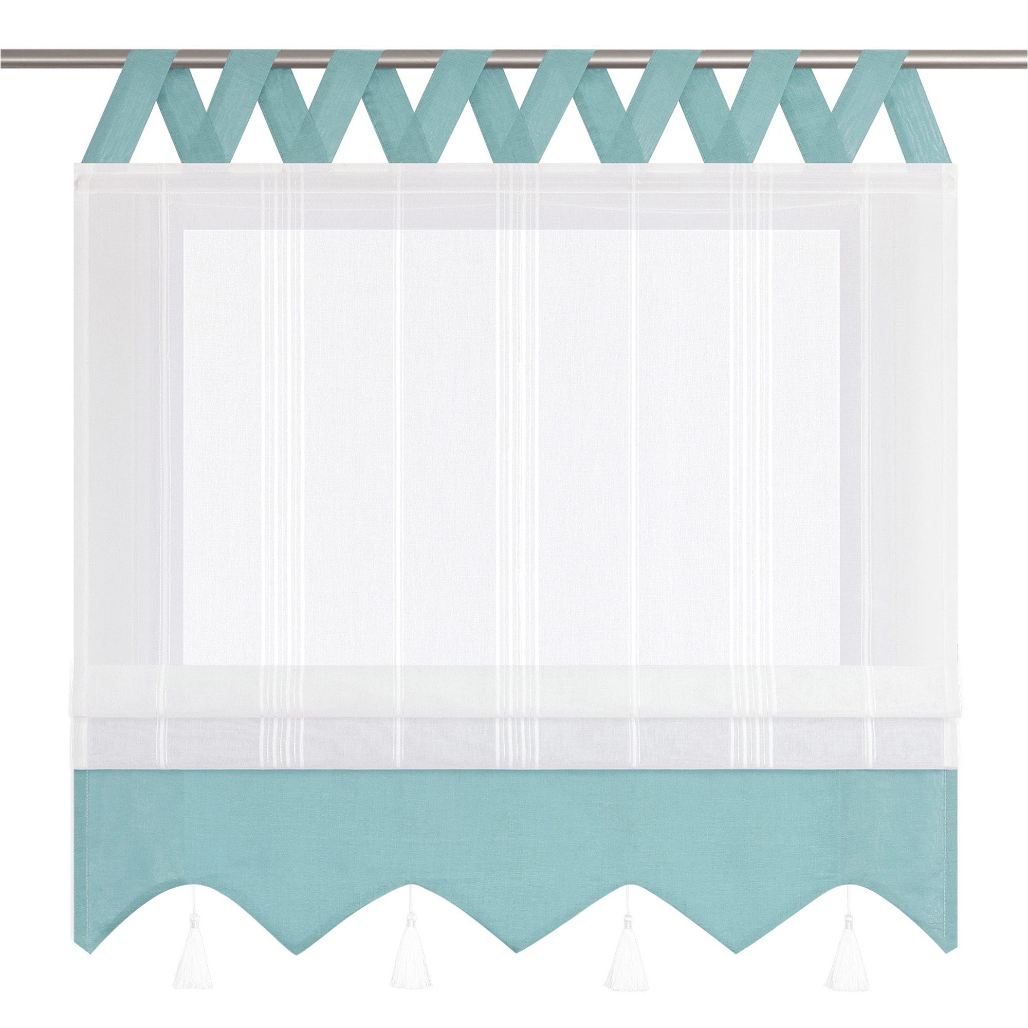 Delien Raffrollo Catrin, Leinenoptick mit V Schlaufen, abgesetzte Blende günstig online kaufen