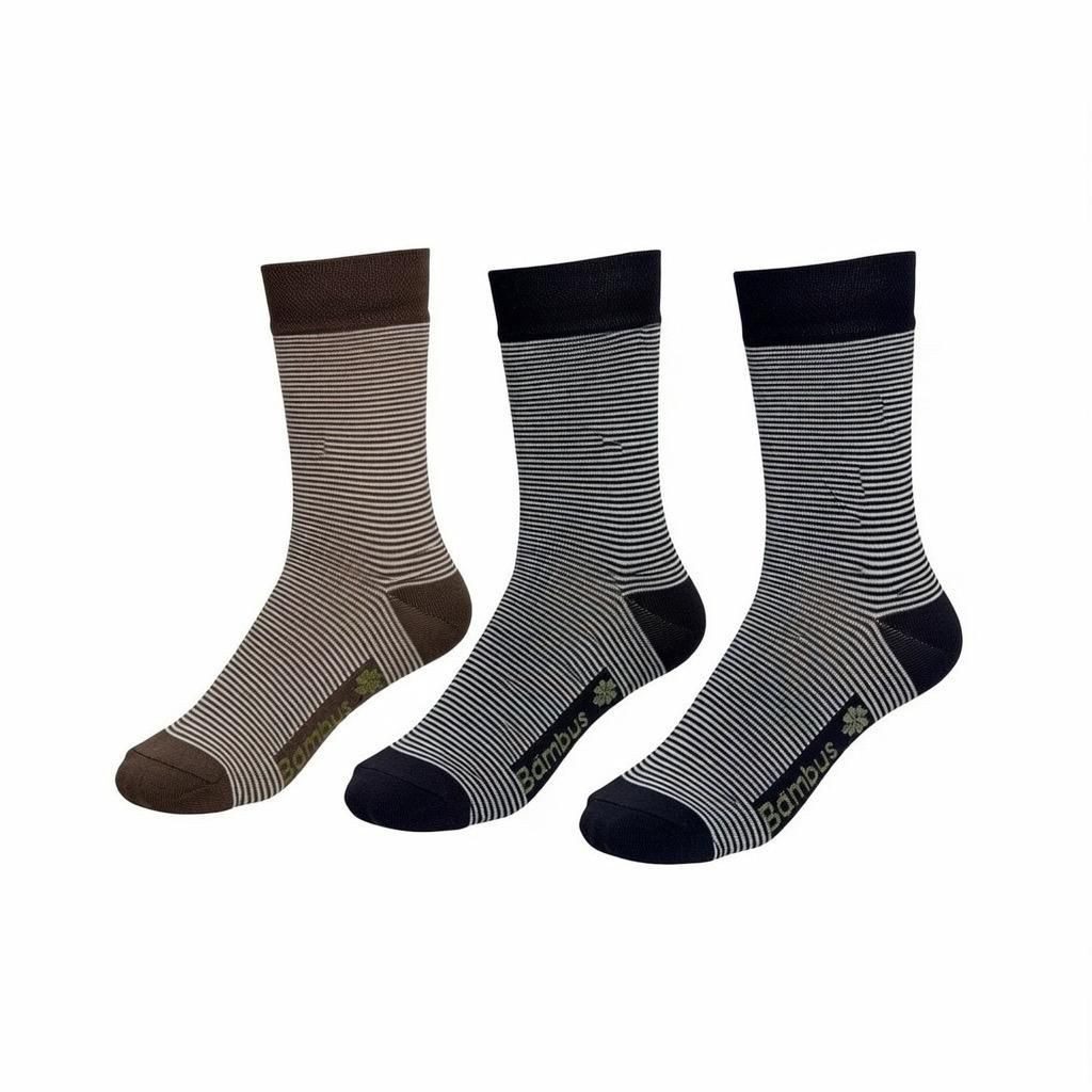 footart Basicsocken Bambus Viskose Socken mit feinen Ringeln (3 Paar) Spitze und Ferse verstärkt Softrand
