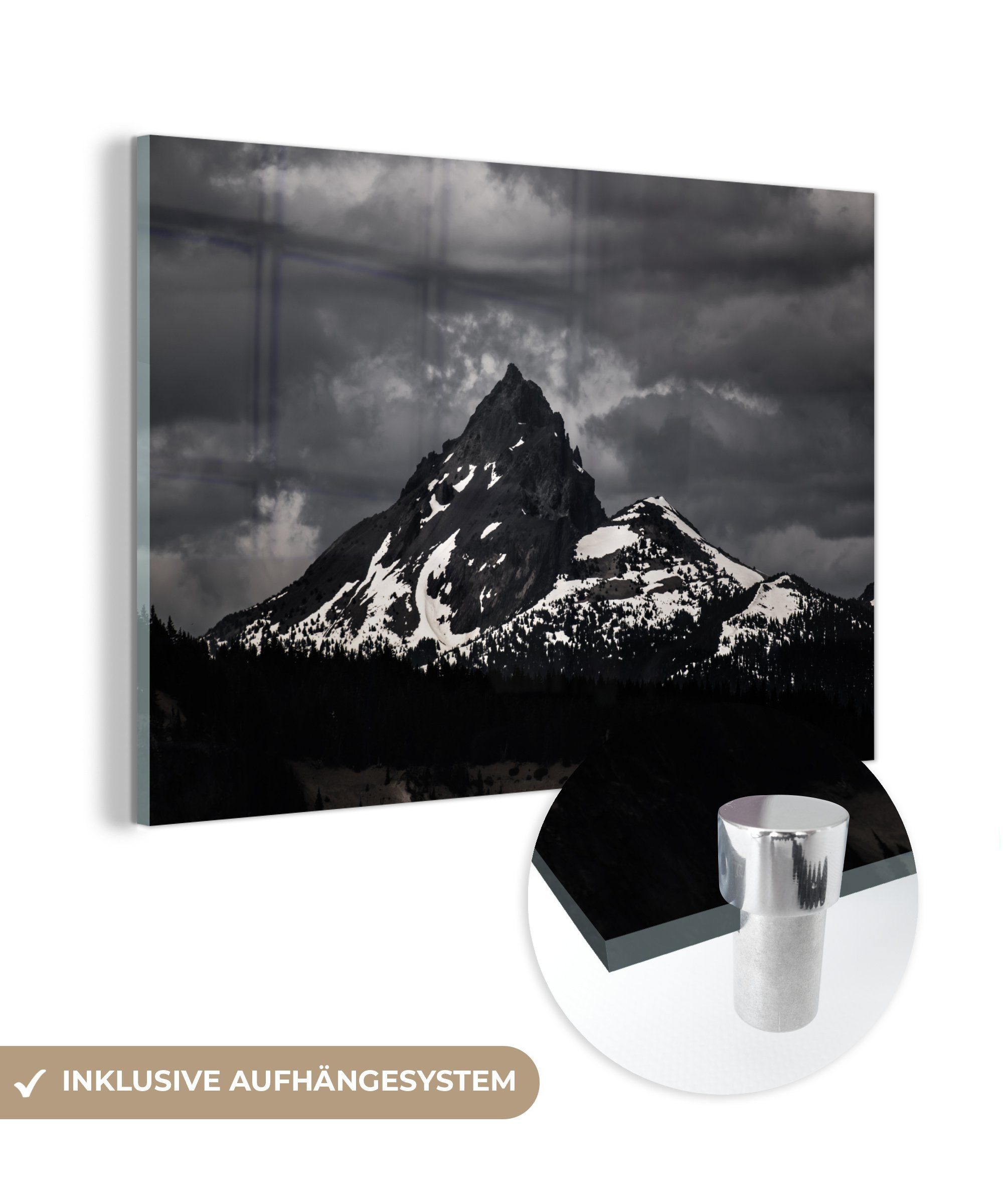 MuchoWow Acrylglasbild Berg - Schnee - USA, (1 St), Acrylglasbilder Wohnzimmer & Schlafzimmer