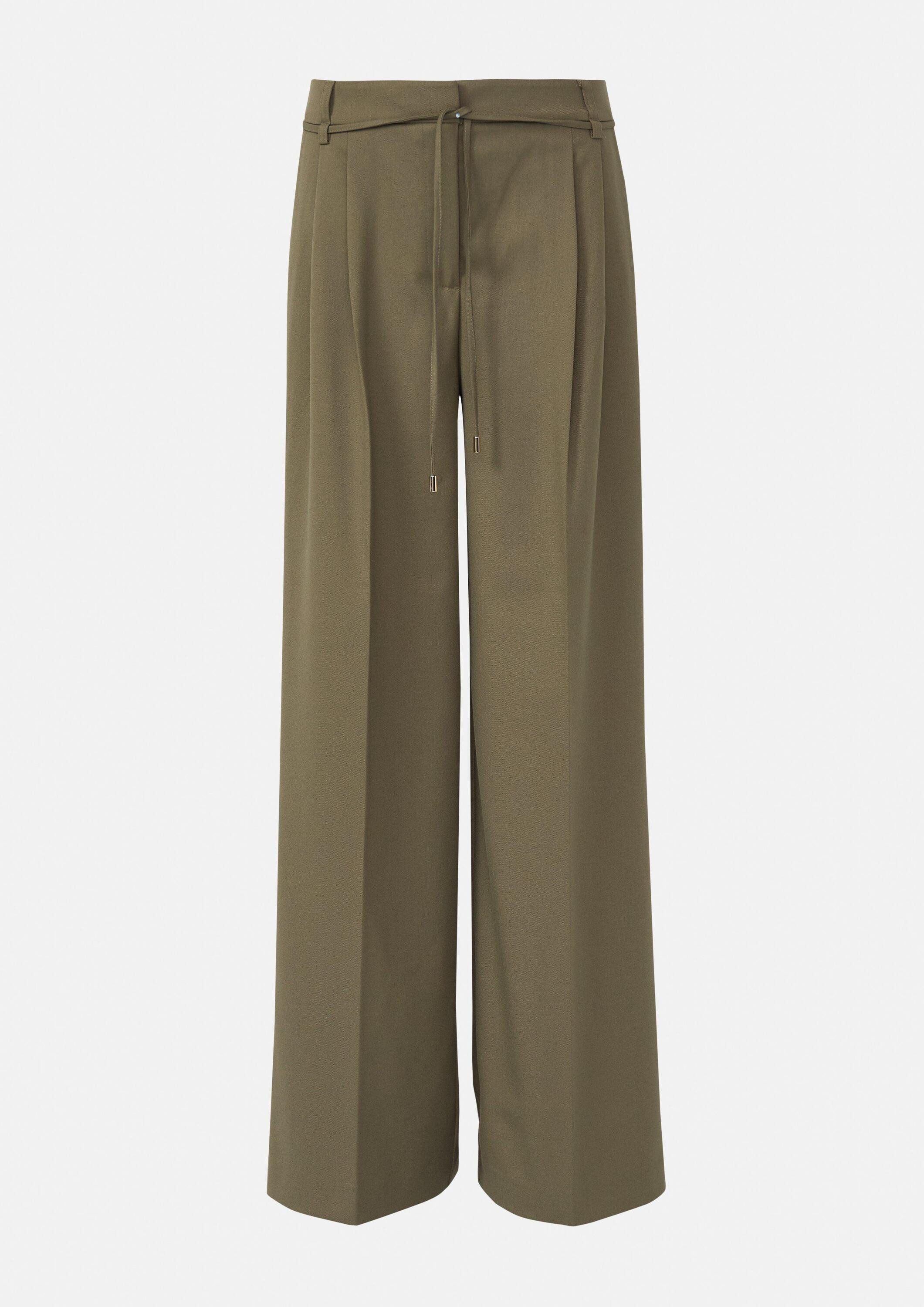 comma Chinos Hose Fließende Wide-Leg-Hose mit abnehmbarem Gürtel