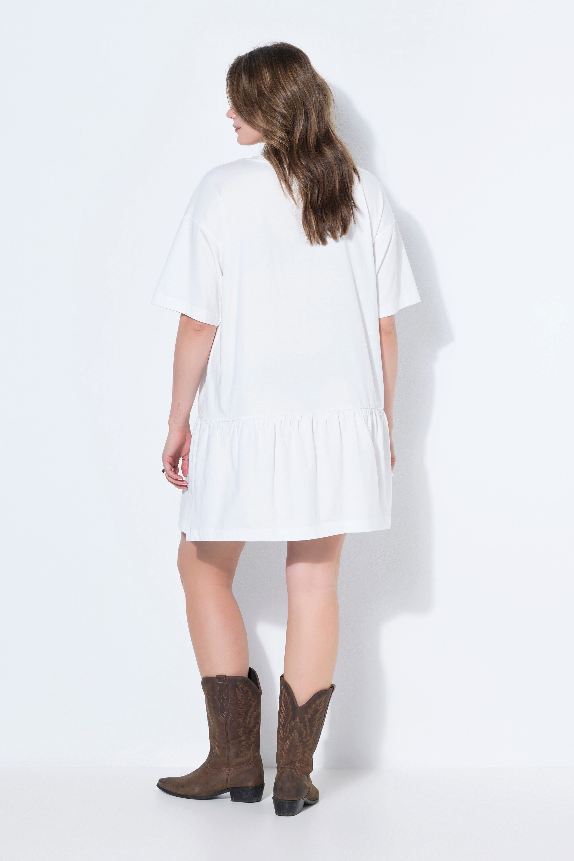 Studio Untold Midikleid Jerseykleid A-Linie Saumvolant Halbarm – Bild 3 von 3