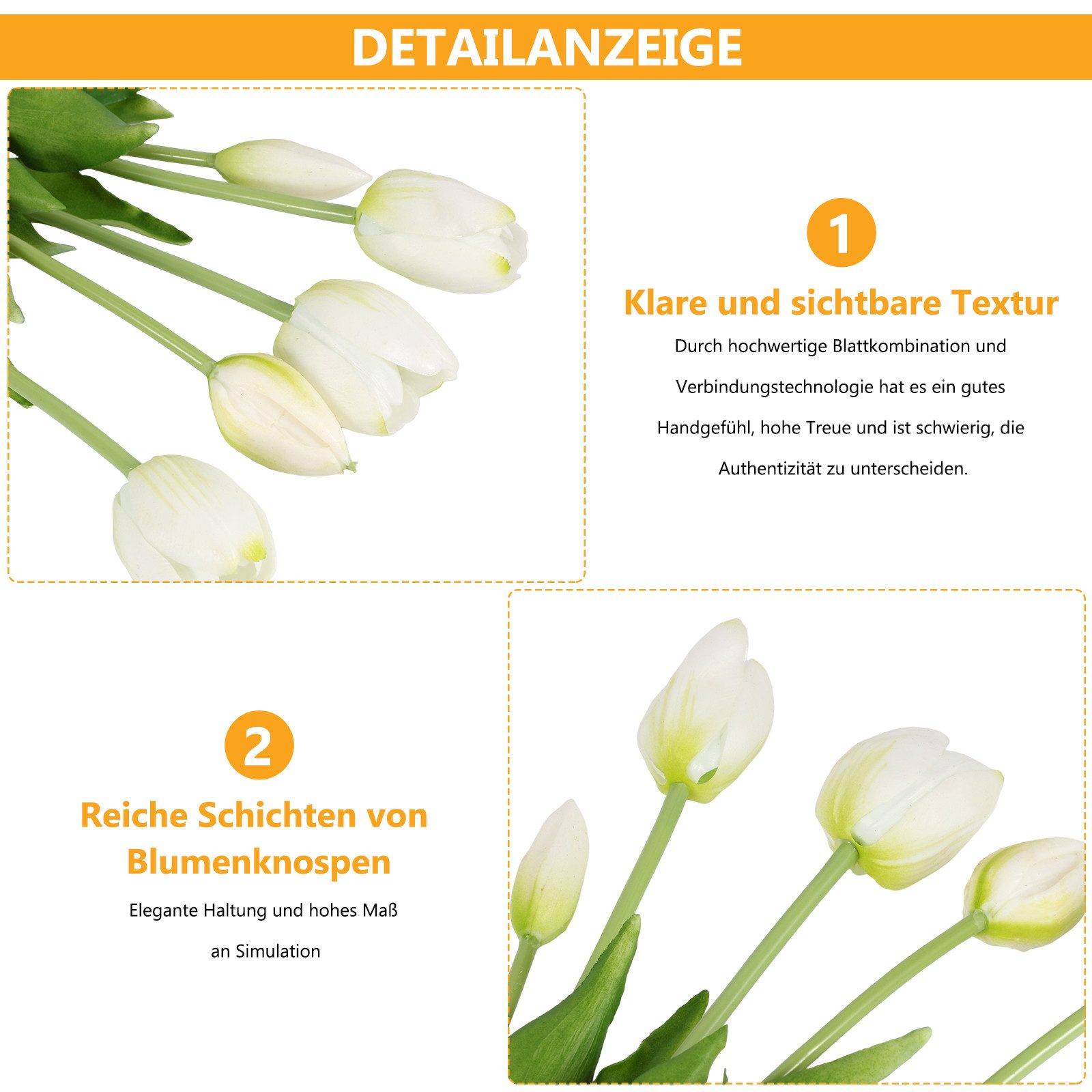 Kunsttulpe 10er Set künstliche Tulpen, Tulpenbund Tulpen, BlingBin, Höhe 40 cm, Tulpenstrauß künstlich für Vase,Hochzeit, Esstisch und Wohnzimmer Deko – Bild 5 von 5