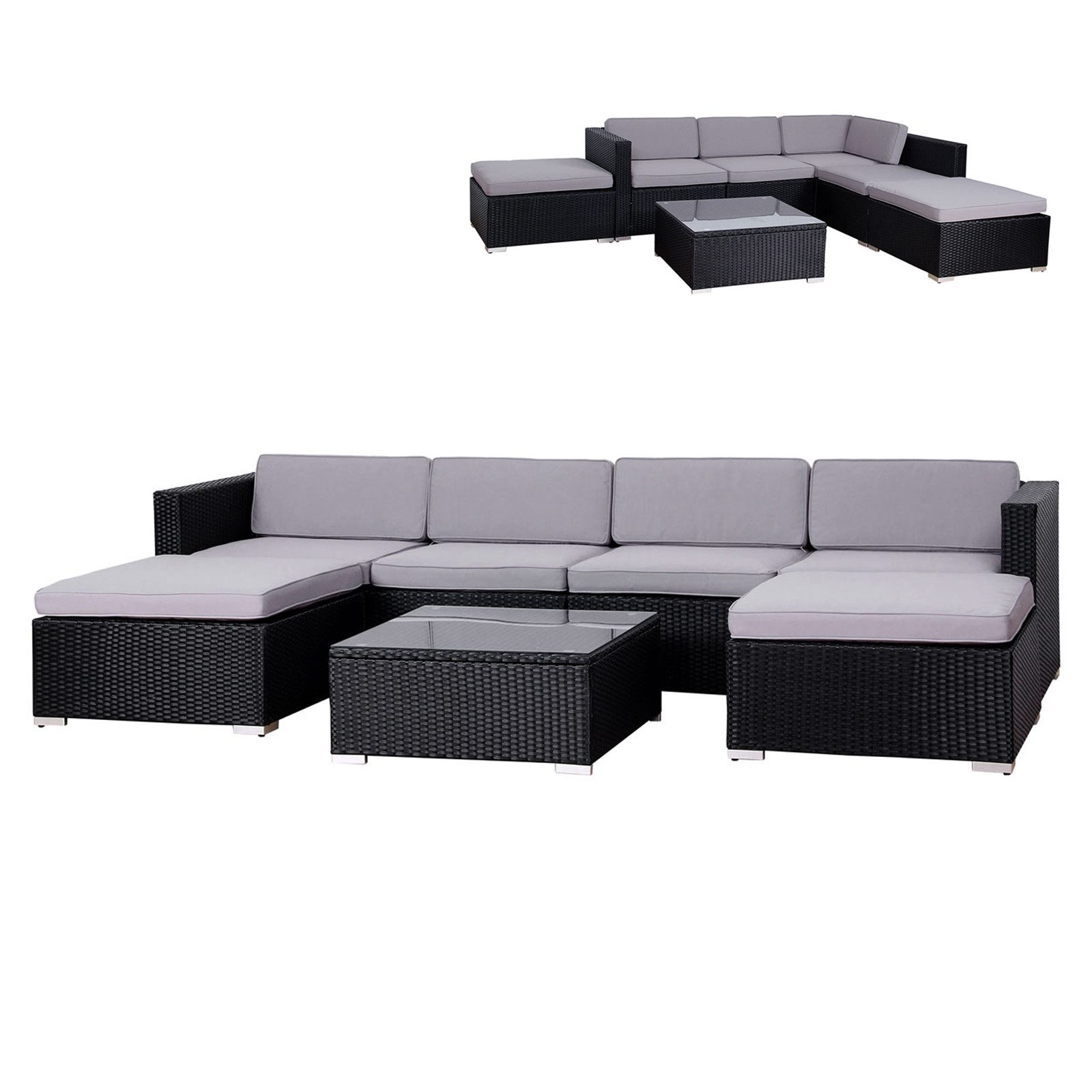 SVITA Loungeset, (Gartenlounge, 1-tlg), LUGANO, Ecksofa, Bezüge abnehmbar, Wetterfest, UV-Lichtbeständig