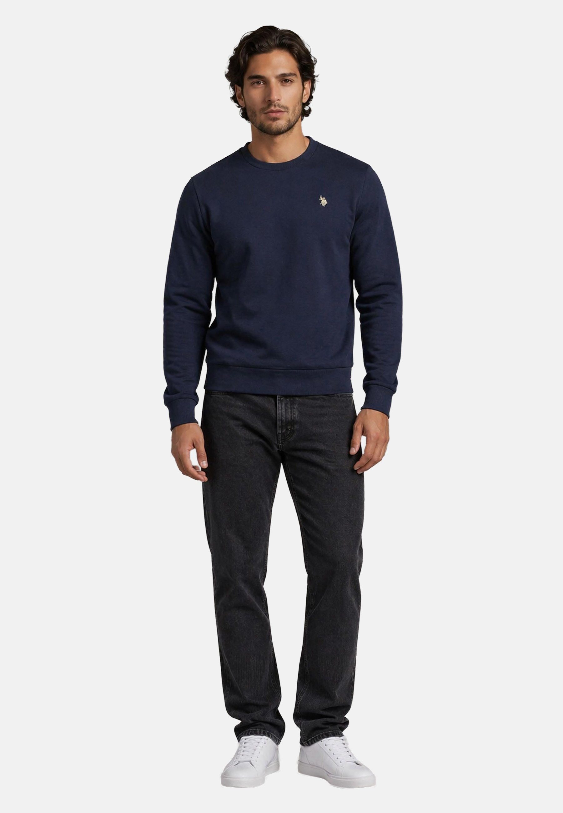 U.S. Polo Assn. Rundhalspullover USJaxxon – Herren Sweatshirt mit Rundhalsausschnitt Weiche Baumwollmischung, formstabil und mit Logo-Stickerei